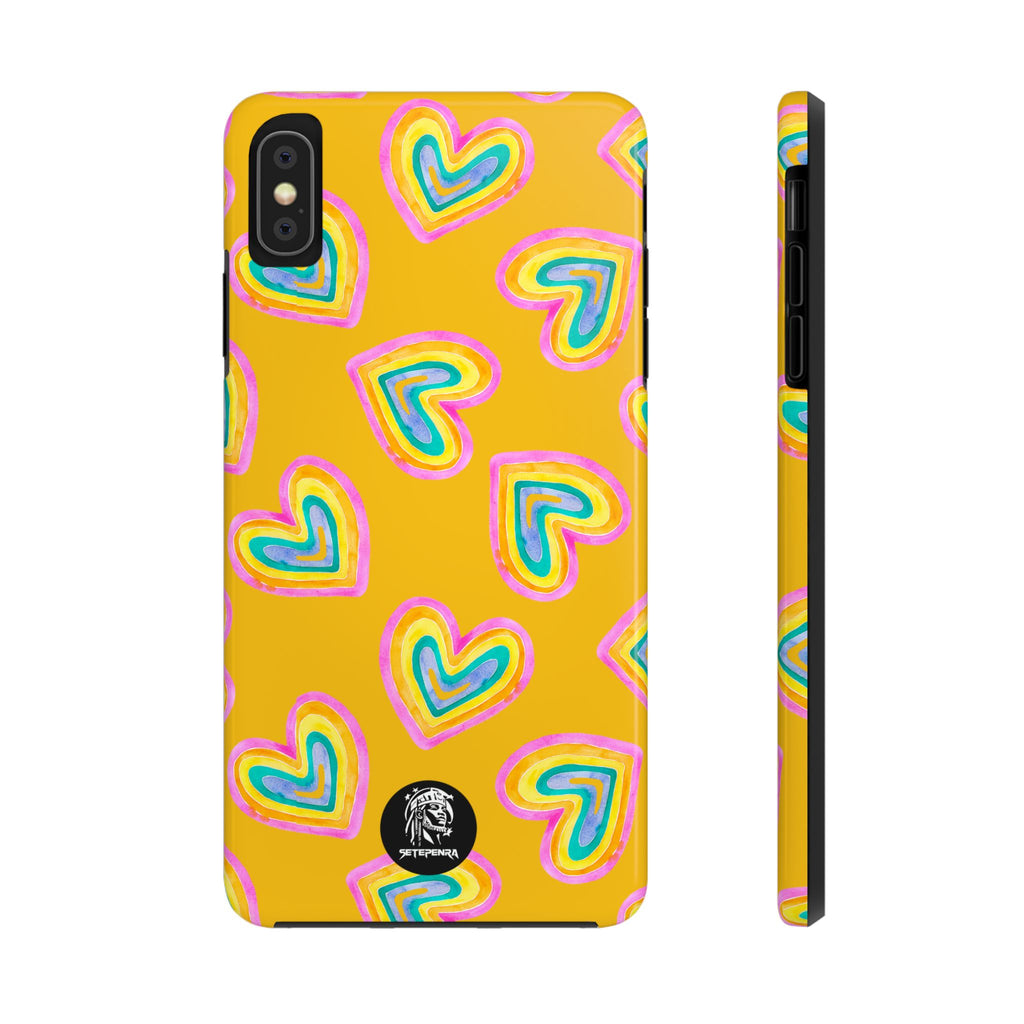 Rainbow Heart Tough Phone Case (For iPhone, Galaxy & More) - Yellow SETEPENRA Phone Case.
