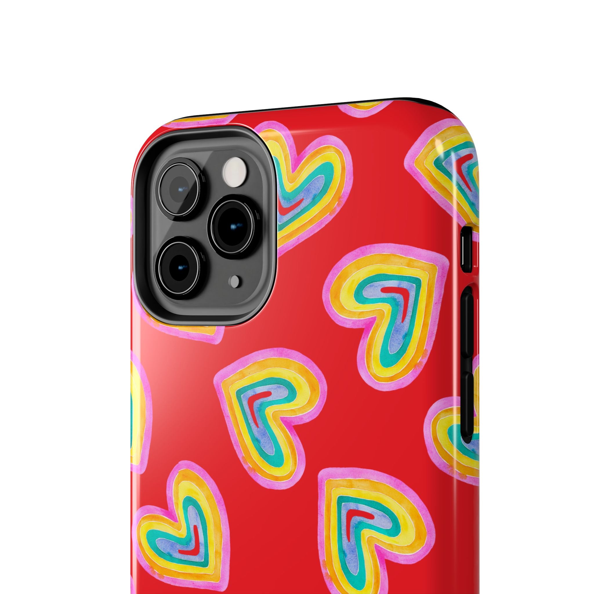 Rainbow Heart Tough Phone Case (For iPhone, Galaxy & More) - Red