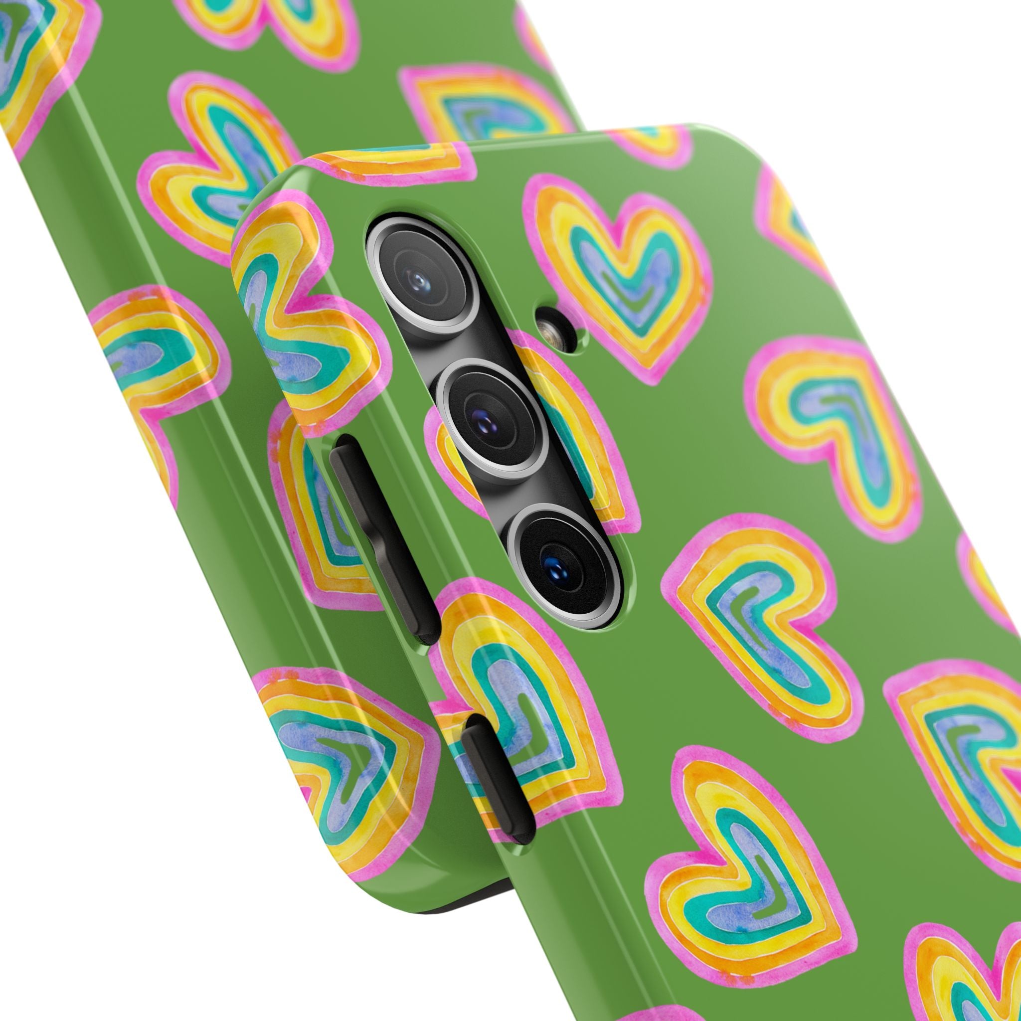Rainbow Heart Tough Phone Case (For iPhone, Galaxy & More) - Green