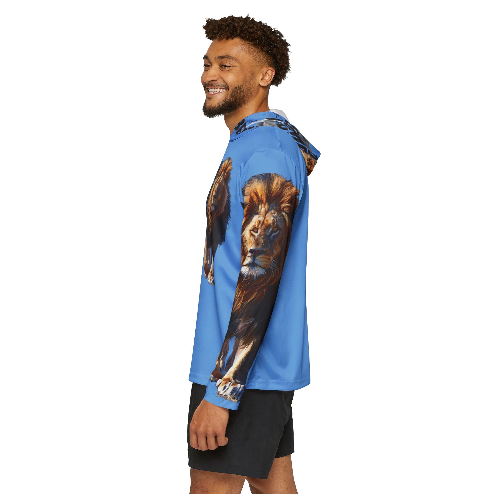 You Become What You Believe Men's Sports Warmup Hoodie (Light Blue) SETEPENRA All Over Prints.