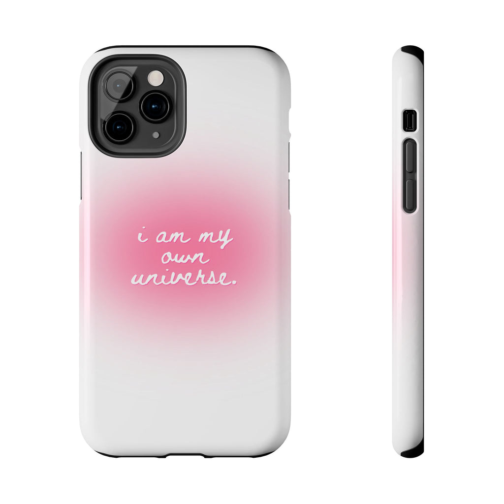 I Am My Own Universe — Pink On White Protective Cover Tough Phone Case