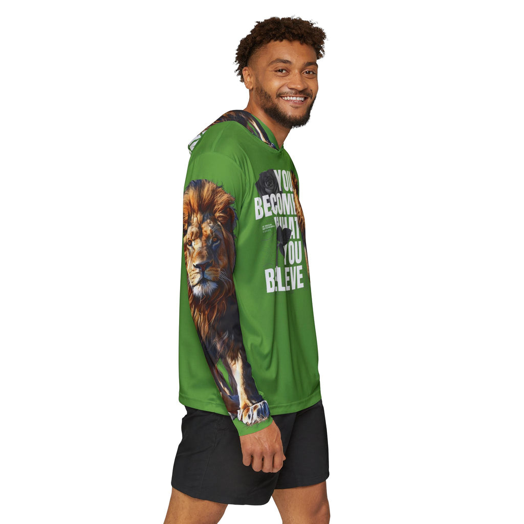 You Become What You Believe Men's Sports Warmup Hoodie (Green) SETEPENRA All Over Prints.