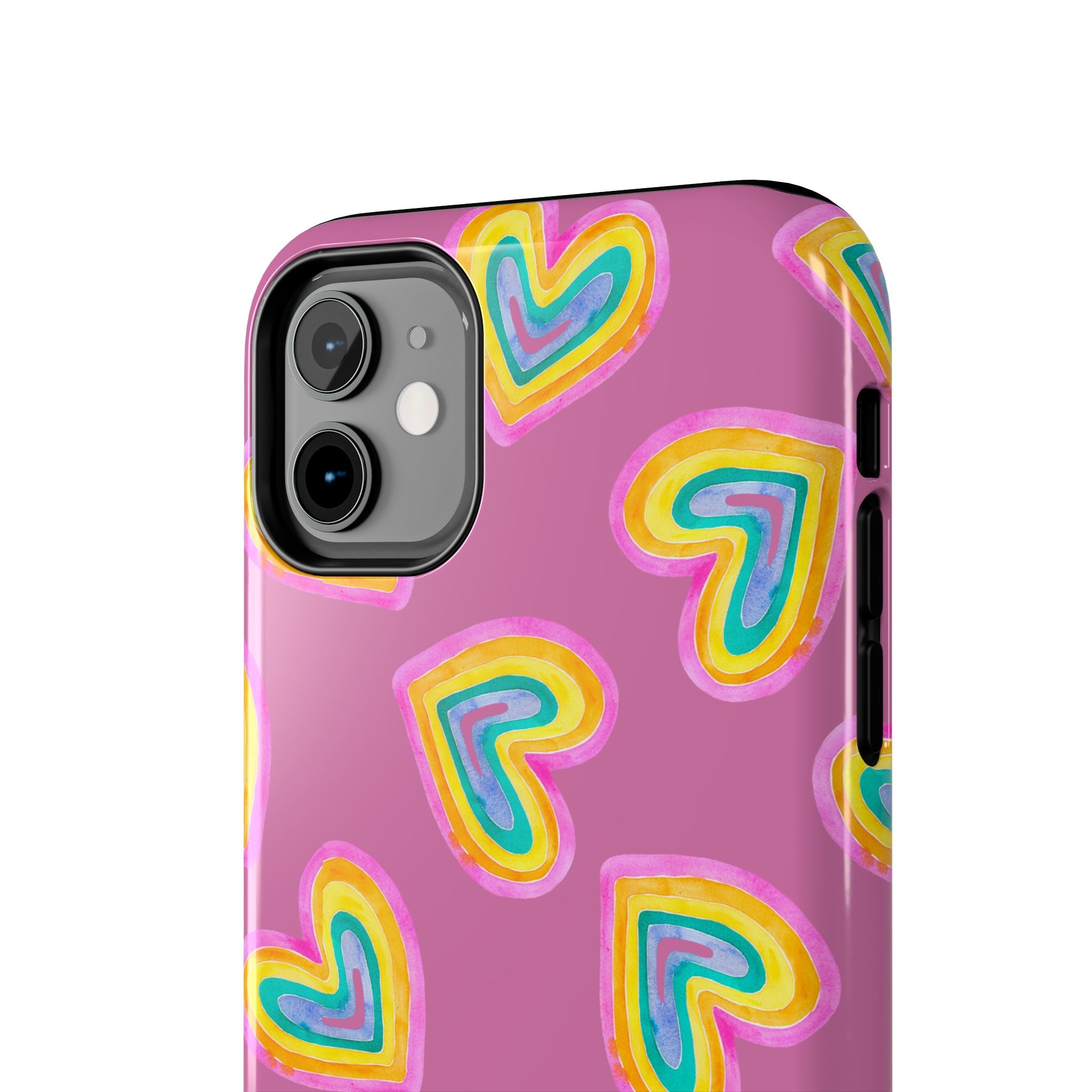 Rainbow Heart Tough Phone Case (For iPhone, Galaxy & More) - Light Pink