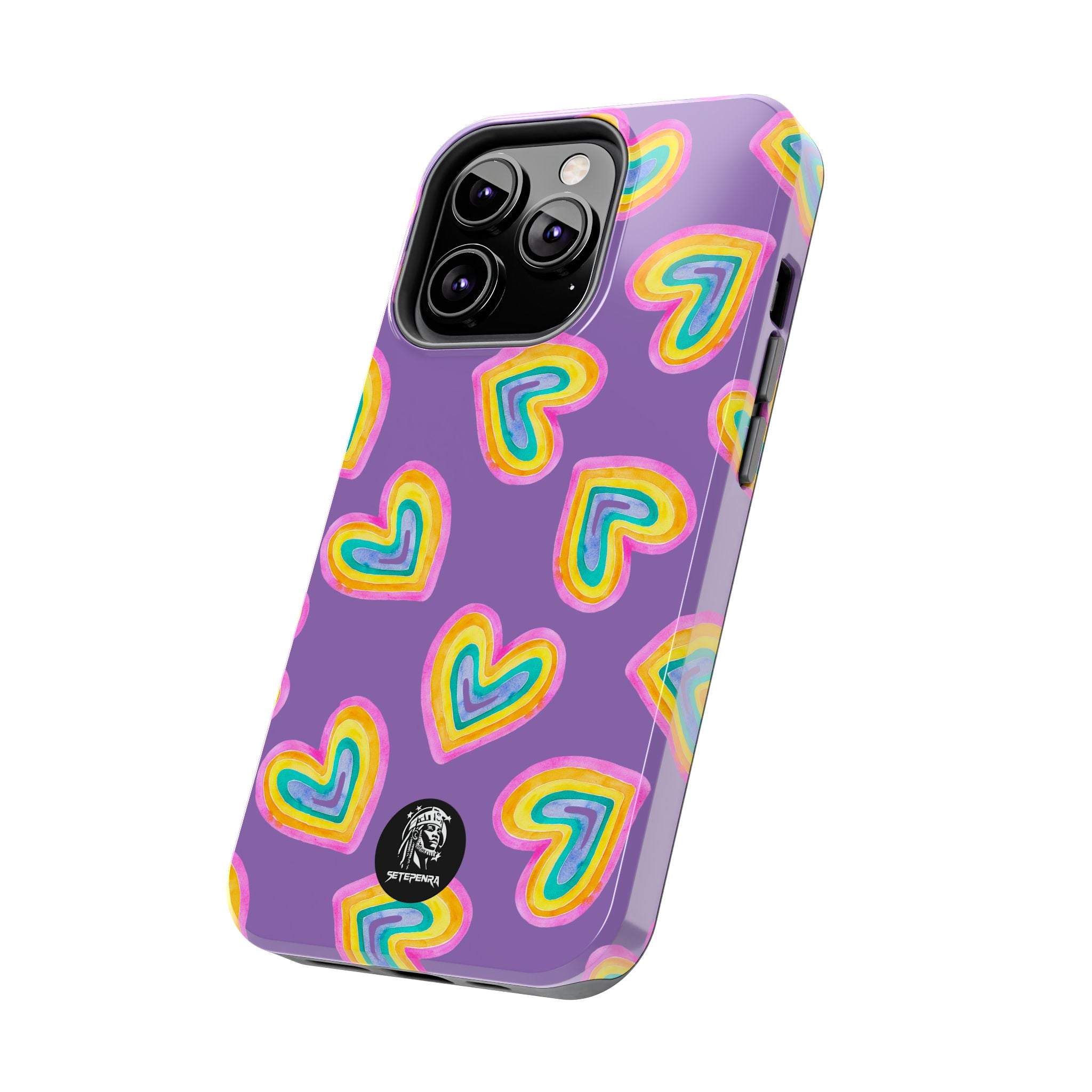 Rainbow Heart Tough Phone Case (For iPhone, Galaxy & More) - Light Purple