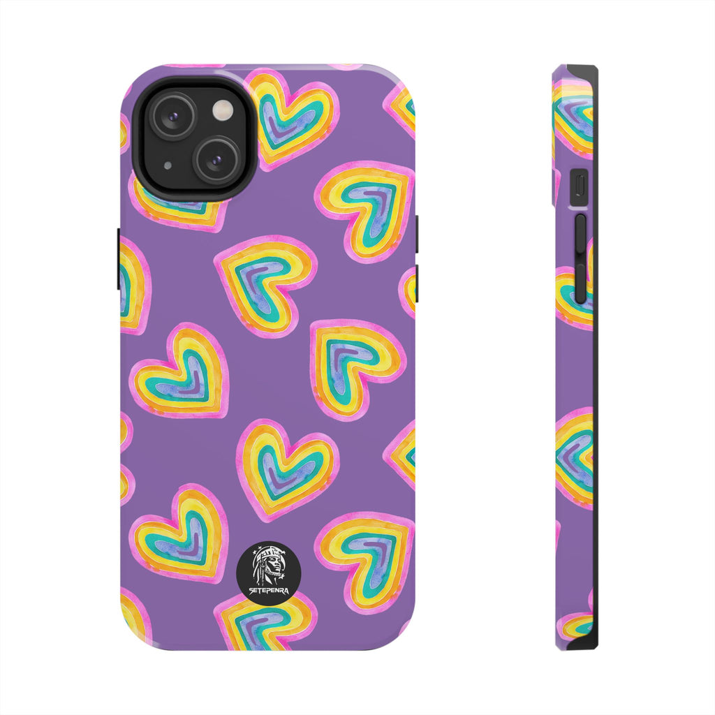 Rainbow Heart Tough Phone Case (For iPhone, Galaxy & More) - Light Purple