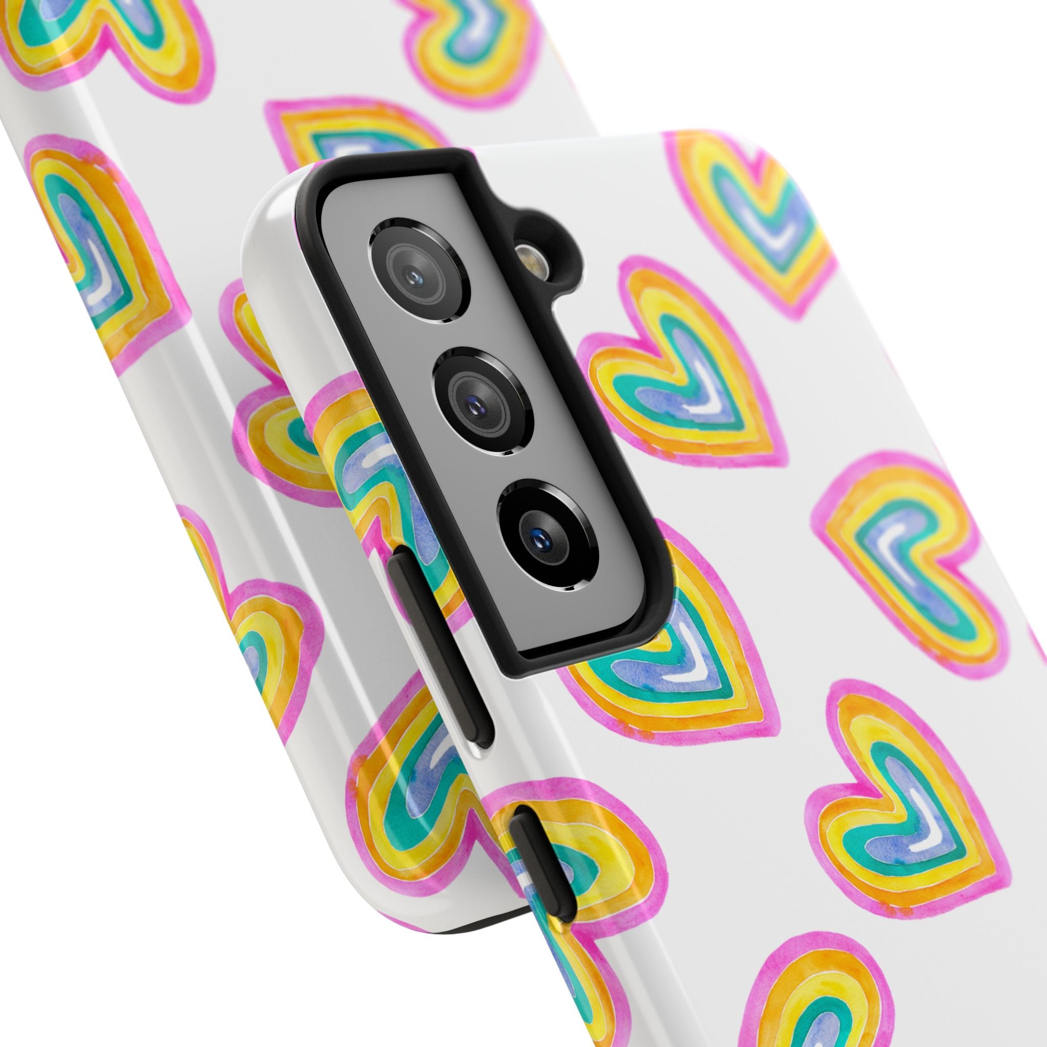 Rainbow Heart Tough Phone Case — Durable Cute Protective Phone Cover