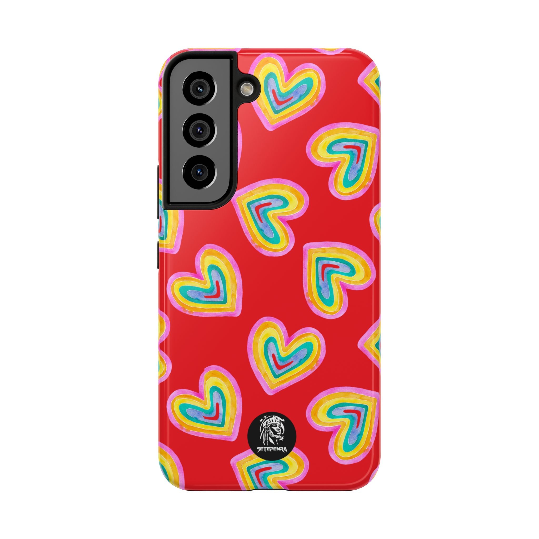 Rainbow Heart Tough Phone Case (For iPhone, Galaxy & More) - Red