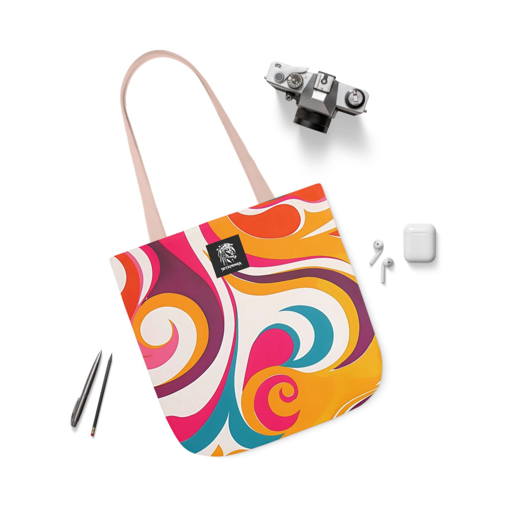 Golden Kandi Swirl  Canvas Tote Bag, 5-Color Straps
