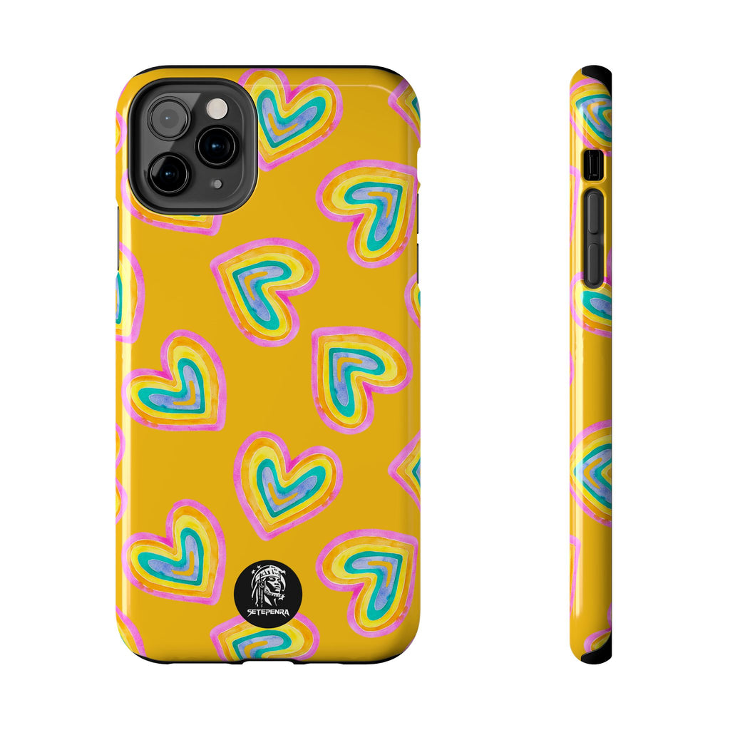 Rainbow Heart Tough Phone Case (For iPhone, Galaxy & More) - Yellow SETEPENRA Phone Case.