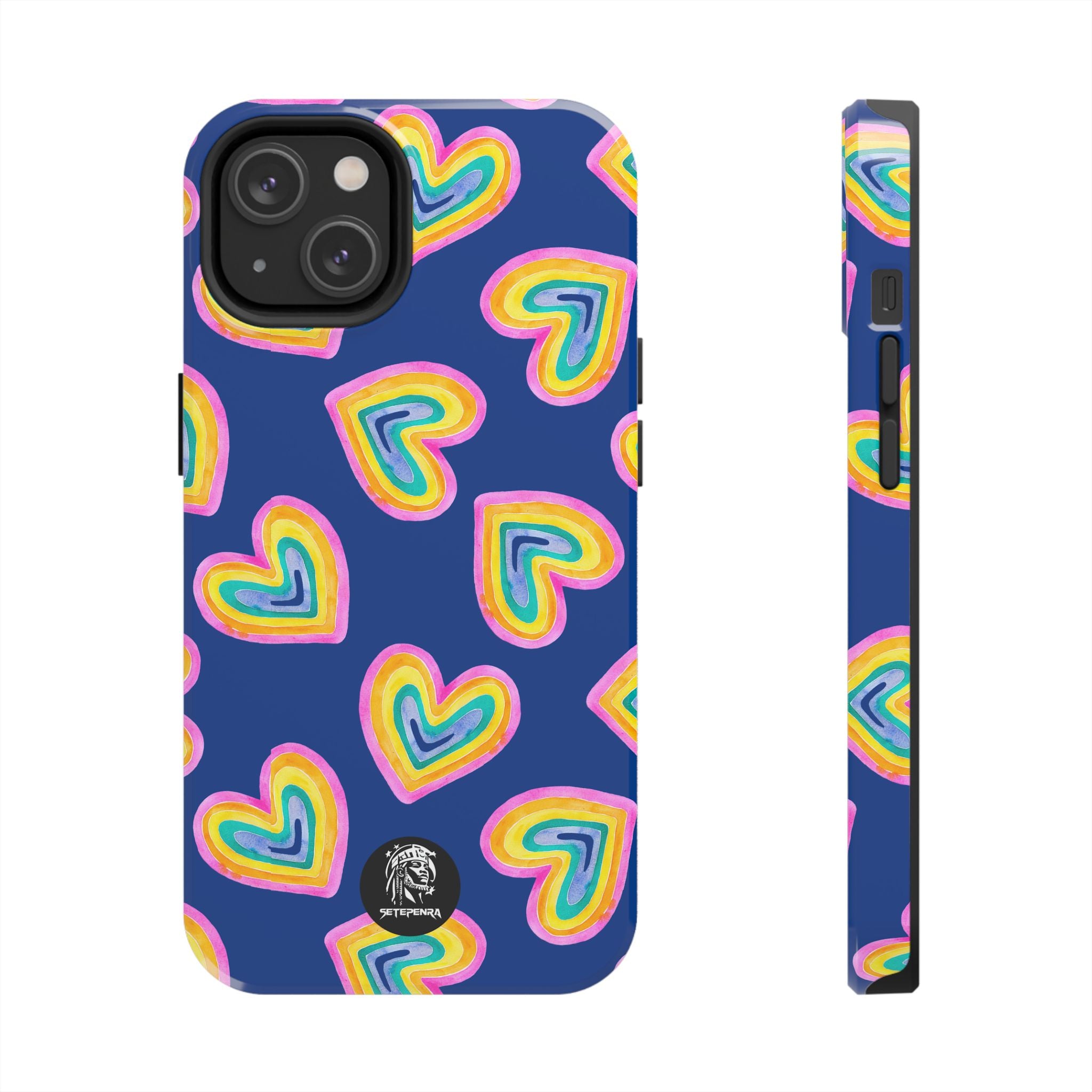 Rainbow Heart Tough Phone Case (For iPhone, Galaxy & More) - Dark Blue SETEPENRA Phone Case.