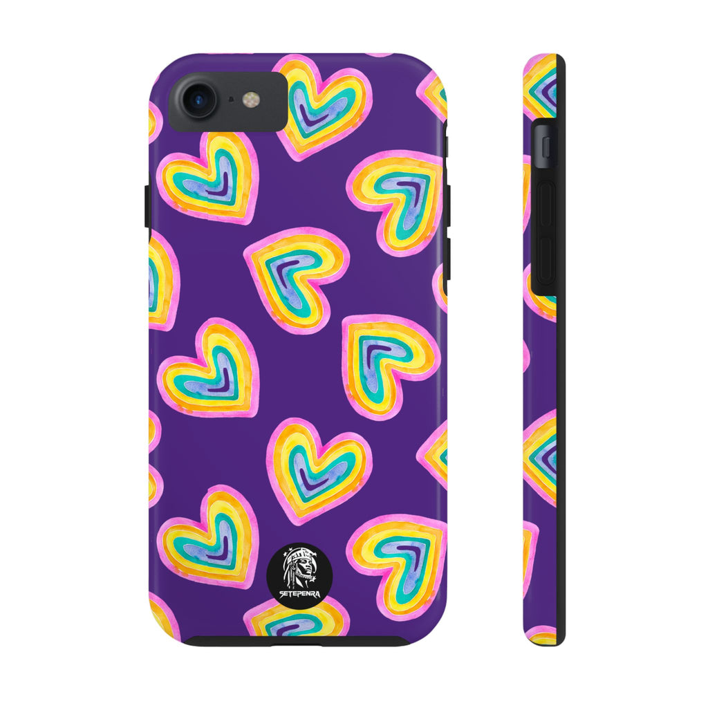 Rainbow Heart Tough Phone Case (For iPhone, Galaxy & More) - Purple SETEPENRA Phone Case.