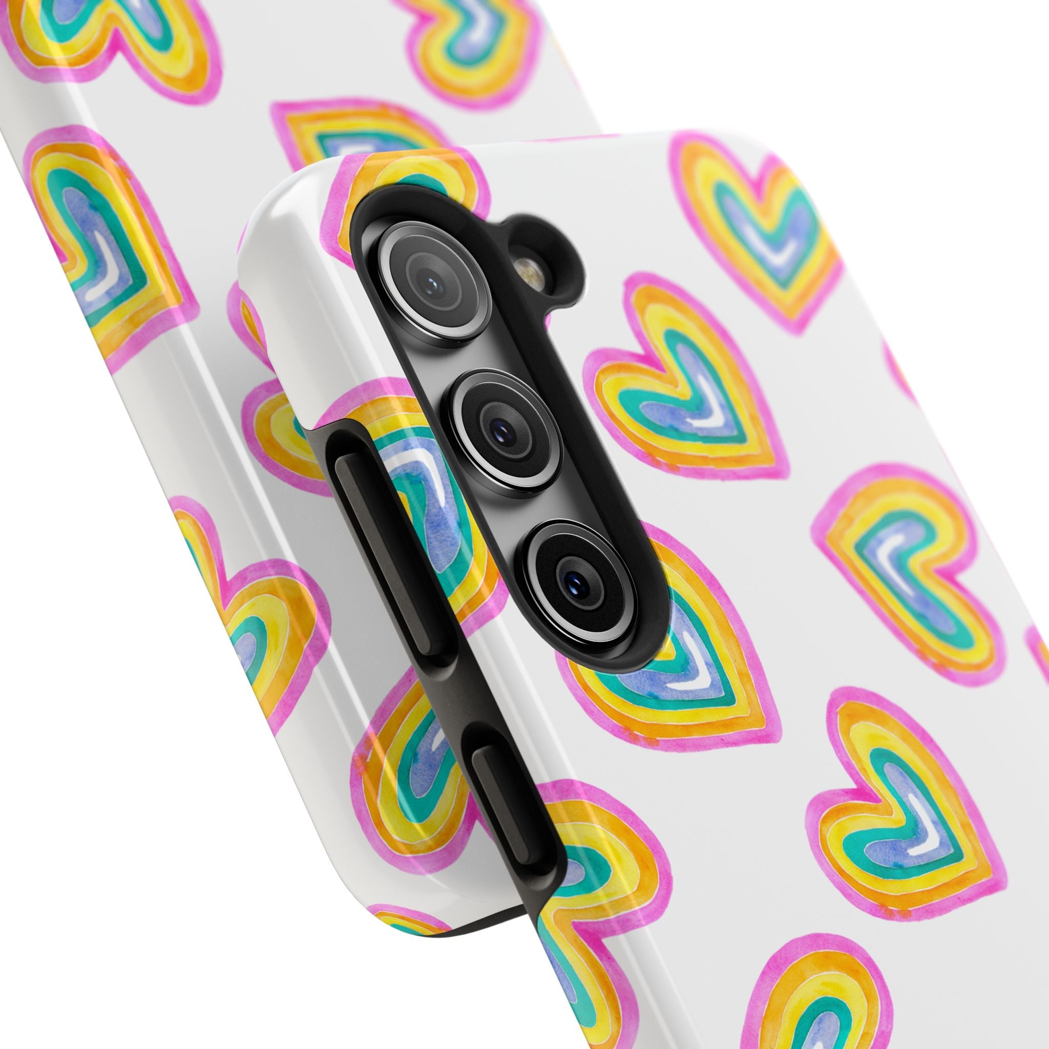 Rainbow Heart Tough Phone Case — Durable Cute Protective Phone Cover