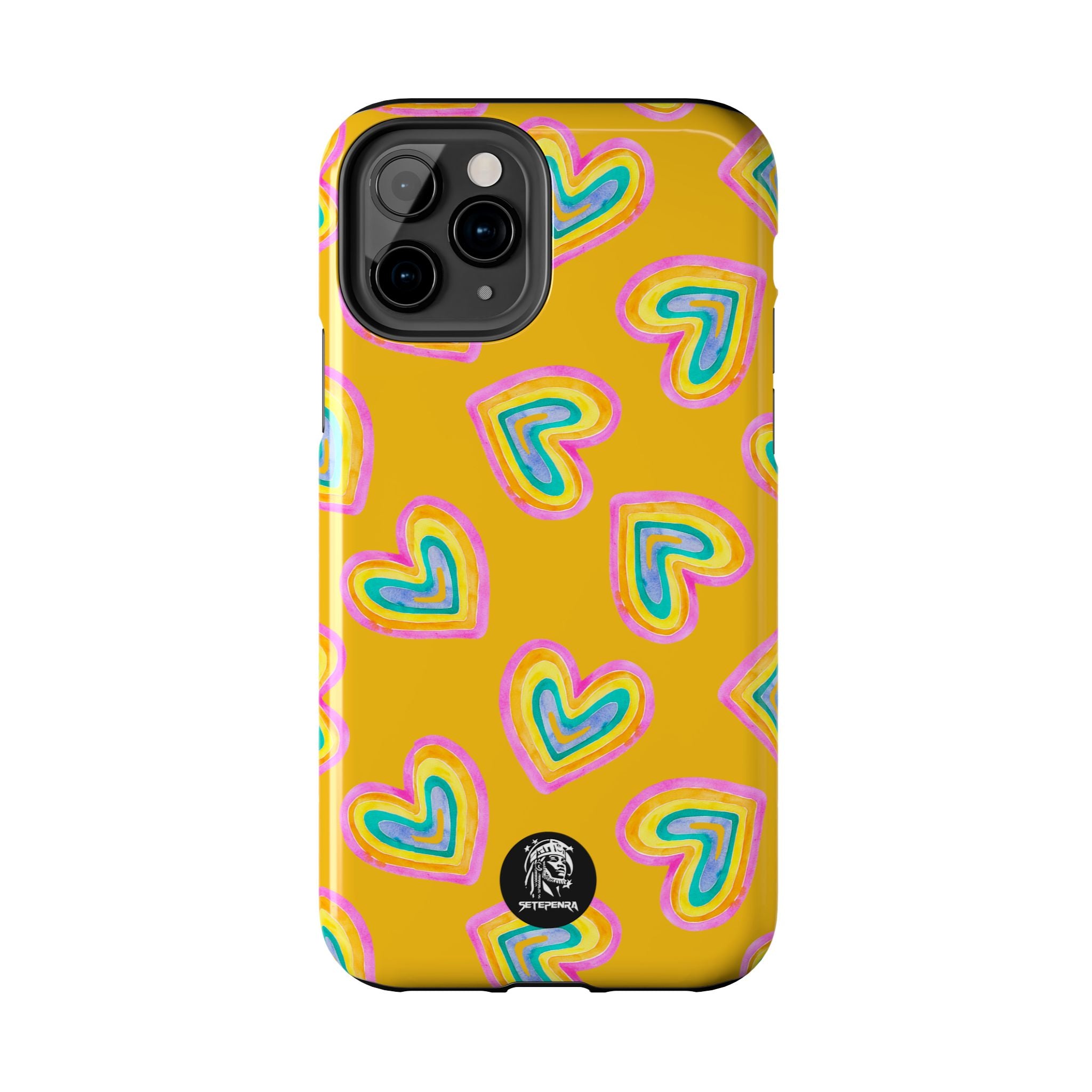 Rainbow Heart Tough Phone Case (For iPhone, Galaxy & More) - Yellow