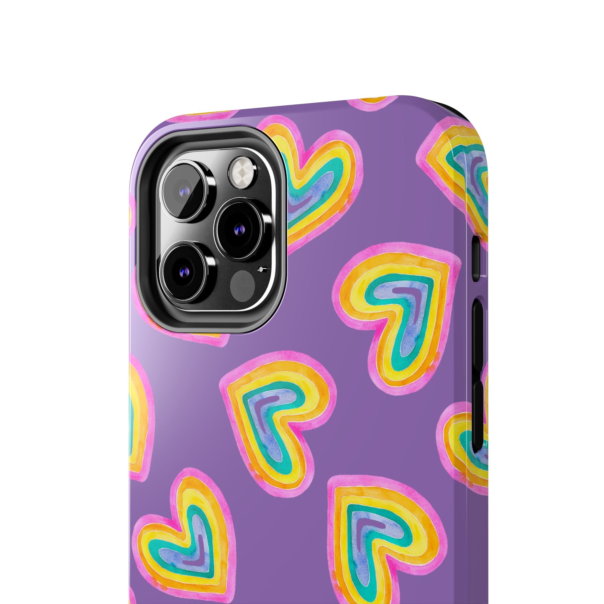 Rainbow Heart Tough Phone Case (For iPhone, Galaxy & More) - Light Purple