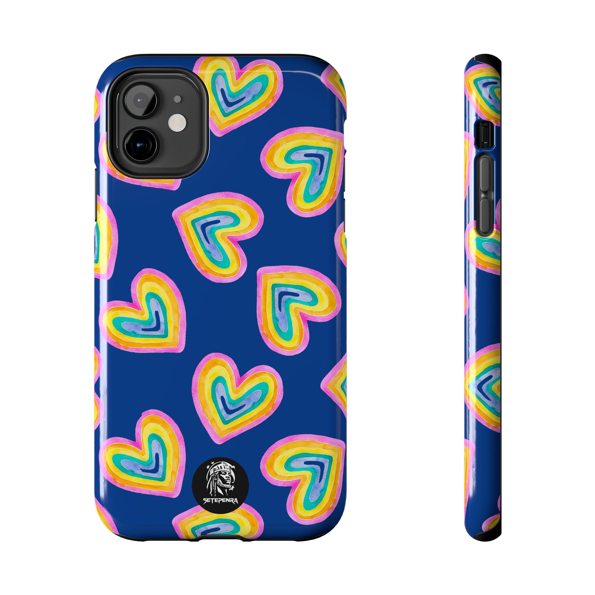 Rainbow Heart Tough Phone Case (For iPhone, Galaxy & More) - Dark Blue SETEPENRA Phone Case.