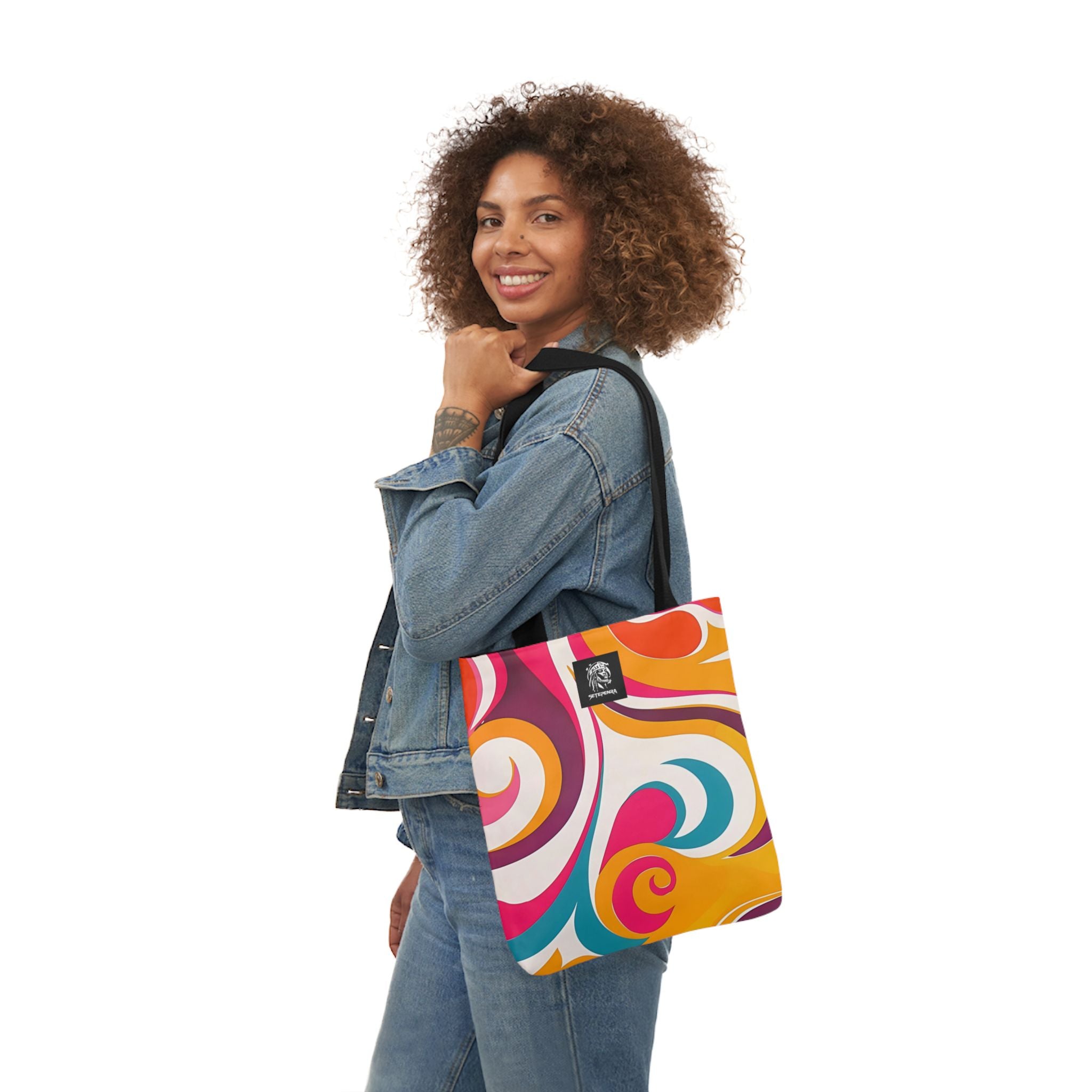Golden Kandi Swirl  Canvas Tote Bag, 5-Color Straps