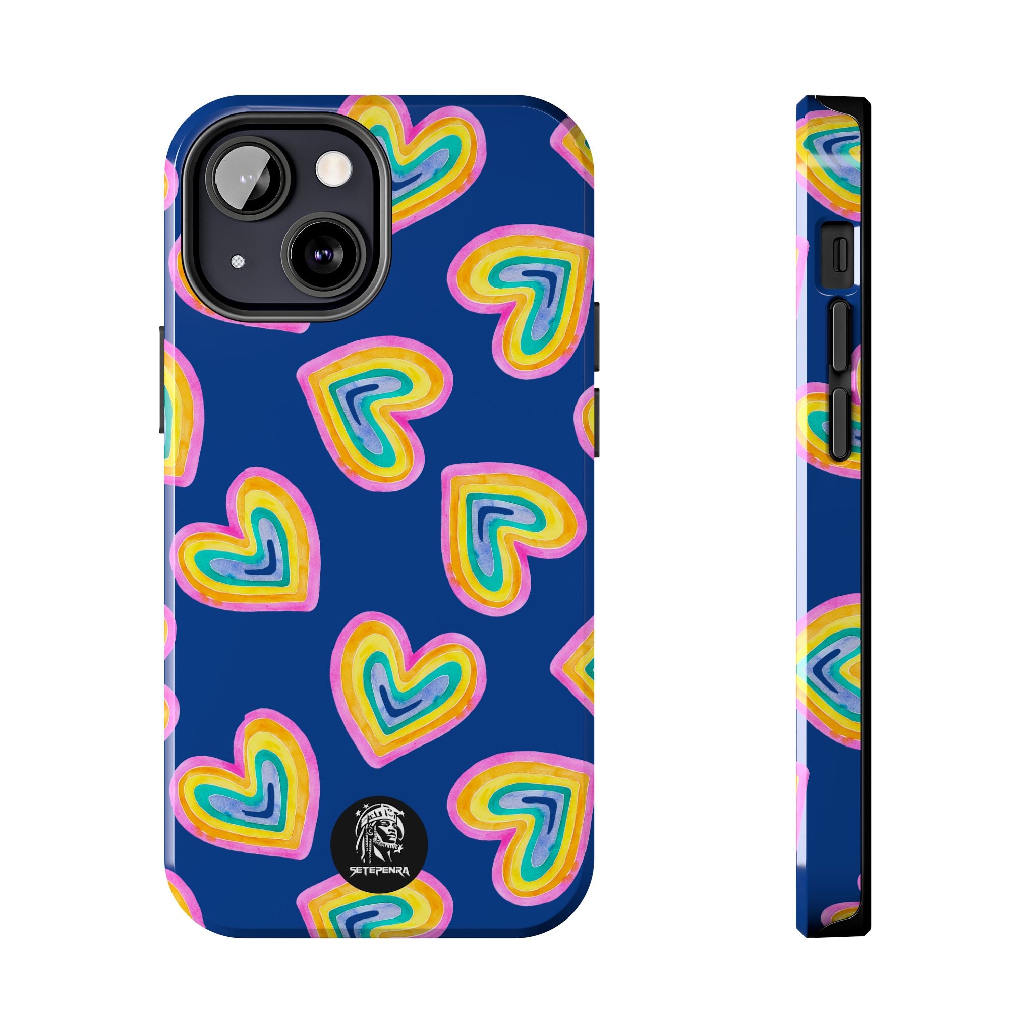 Rainbow Heart Tough Phone Case (For iPhone, Galaxy & More) - Dark Blue SETEPENRA Phone Case.