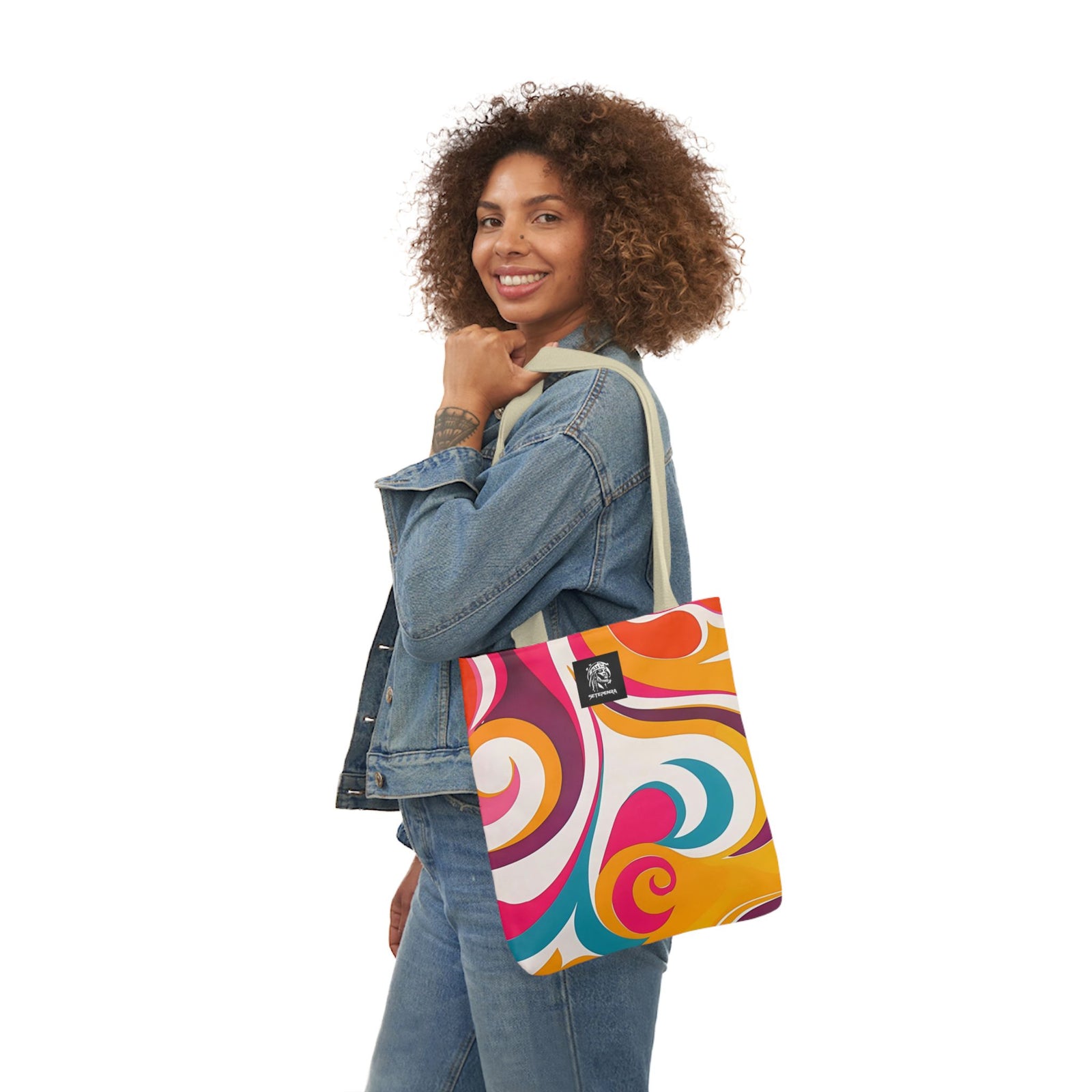 Golden Kandi Swirl  Canvas Tote Bag, 5-Color Straps SETEPENRA Accessories.