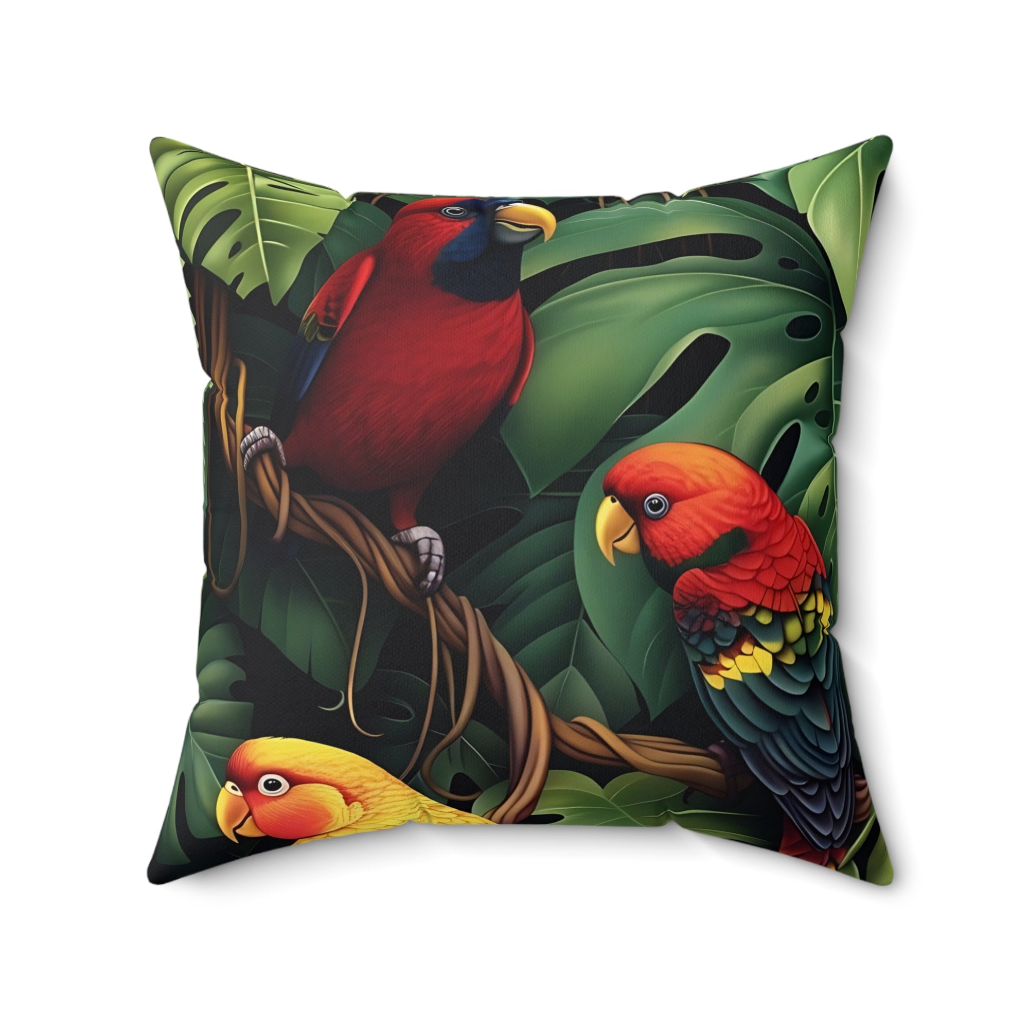Tri-Parrot Spun Polyester Square Pillow SETEPENRA Home Decor.