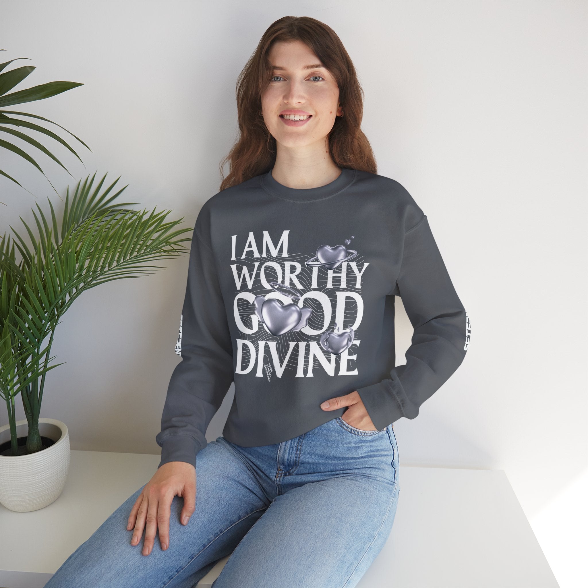 I AM WORTHY GOOD DIVINE Unisex Heavy Blend™ Crewneck Sweatshirt