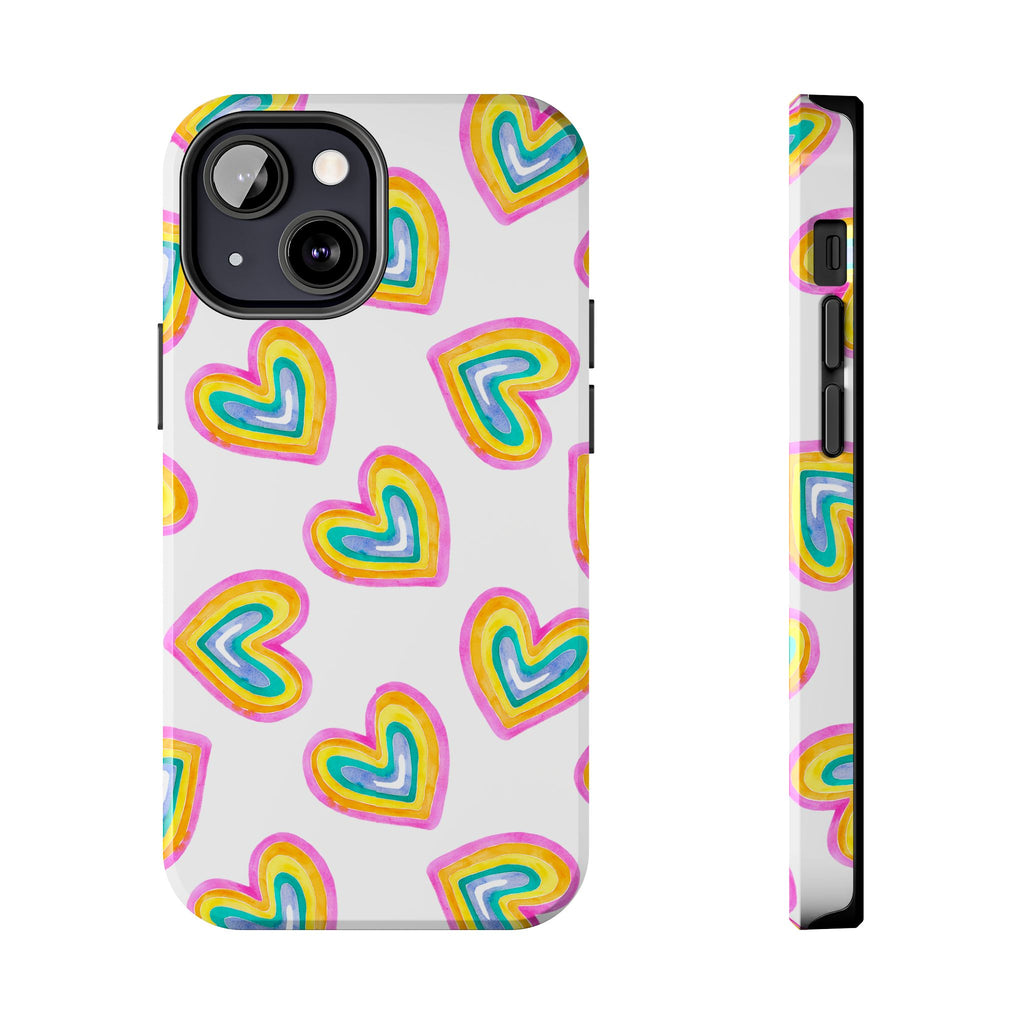 Rainbow Heart Tough Phone Case — Durable Cute Protective Phone Cover