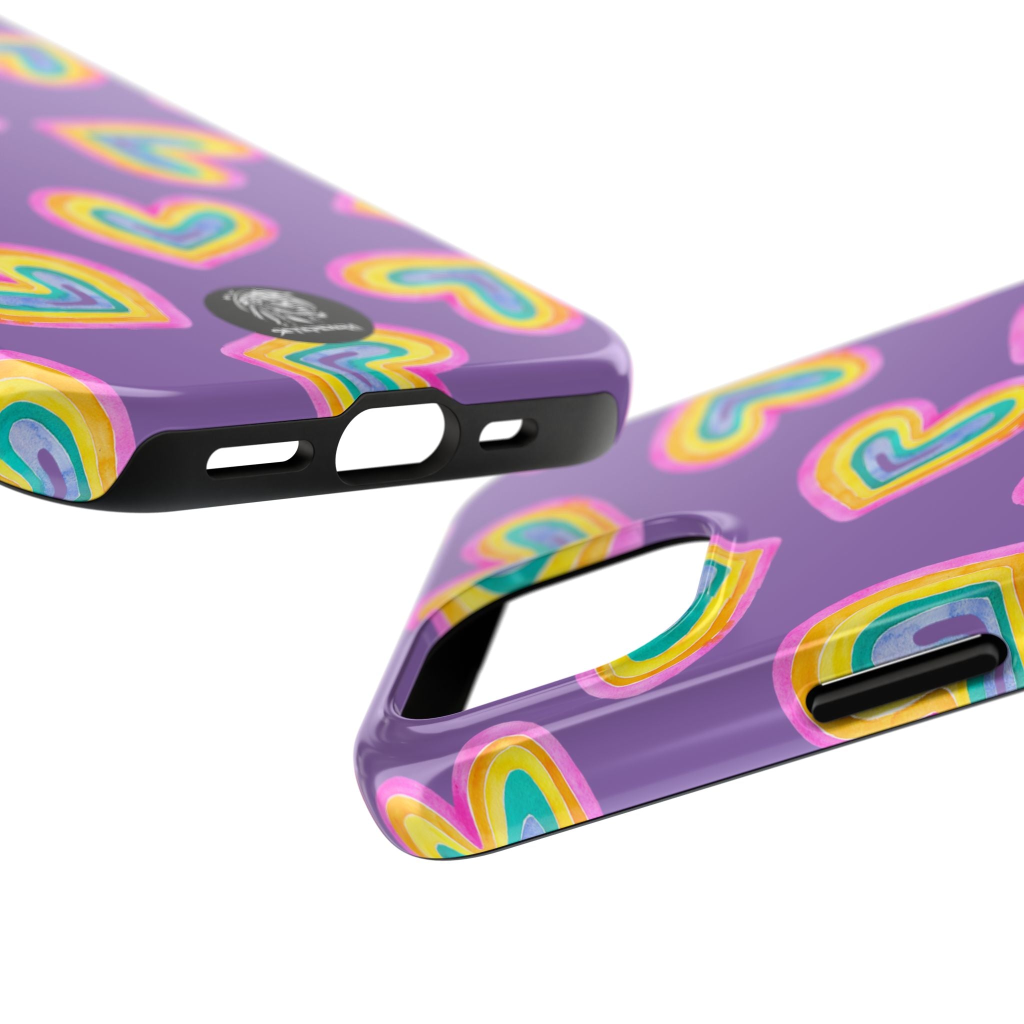 Rainbow Heart Tough Phone Case (For iPhone, Galaxy & More) - Light Purple