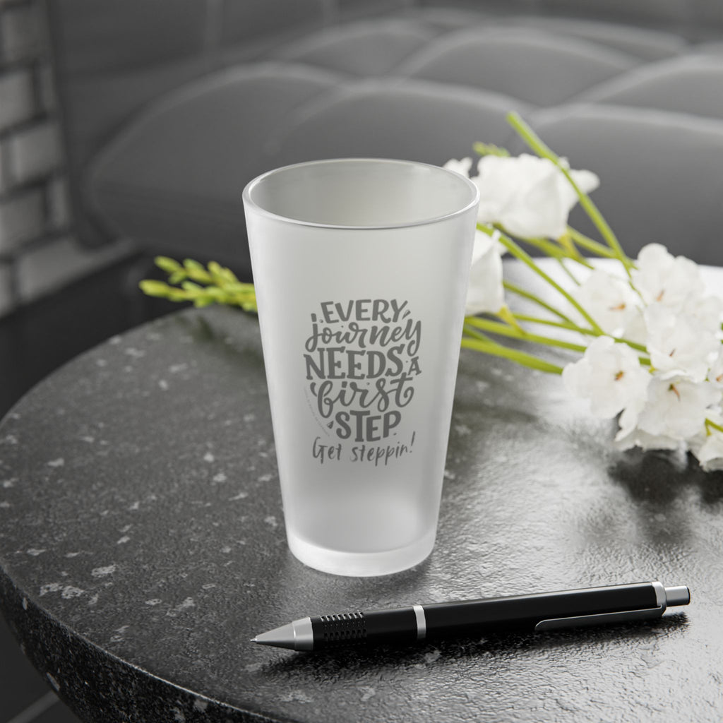 Get Steppin! Frosted Pint Glass, 16oz SETEPENRA Mug.