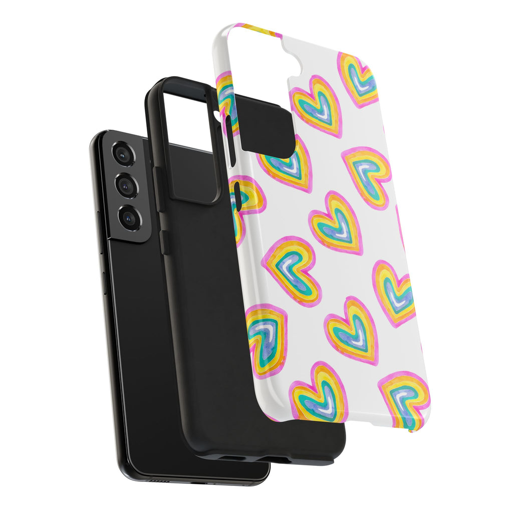 Rainbow Heart Tough Phone Case — Durable Cute Protective Phone Cover