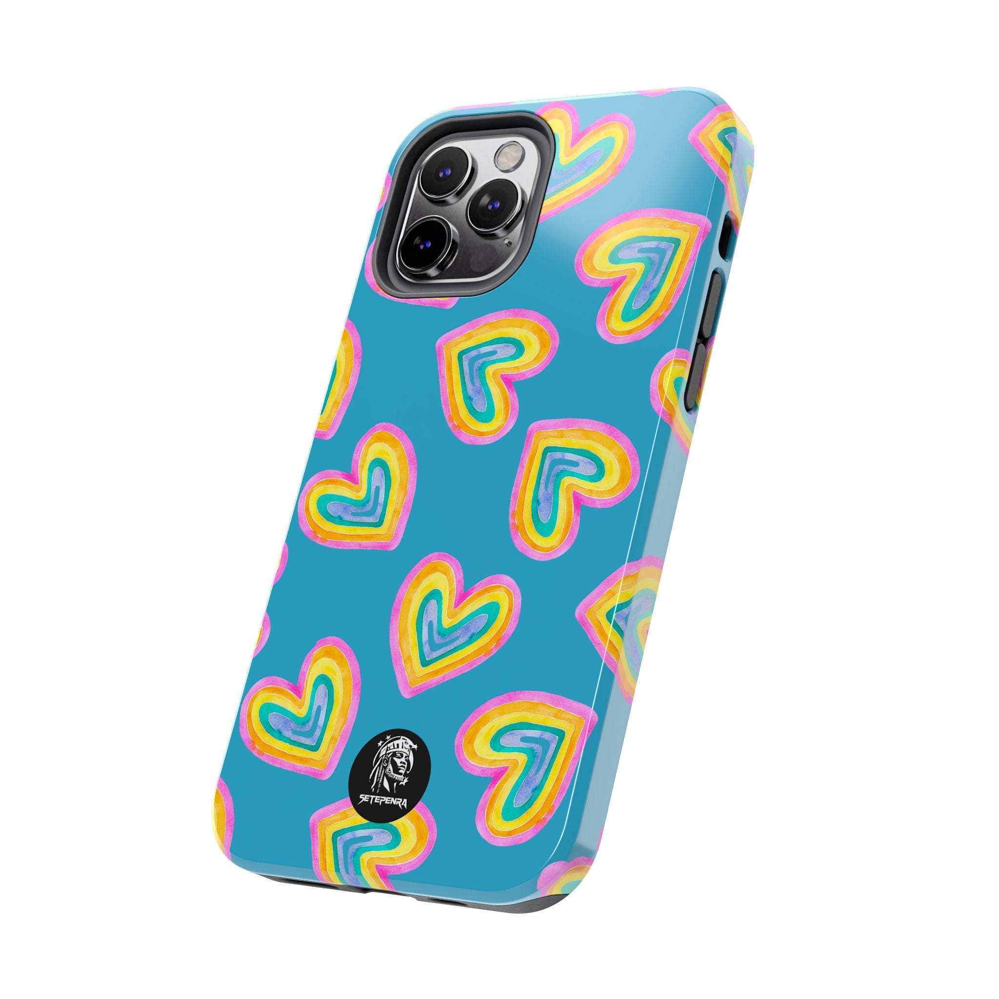 Rainbow Heart Tough Phone Case (For iPhone, Galaxy & More) - Turquoise