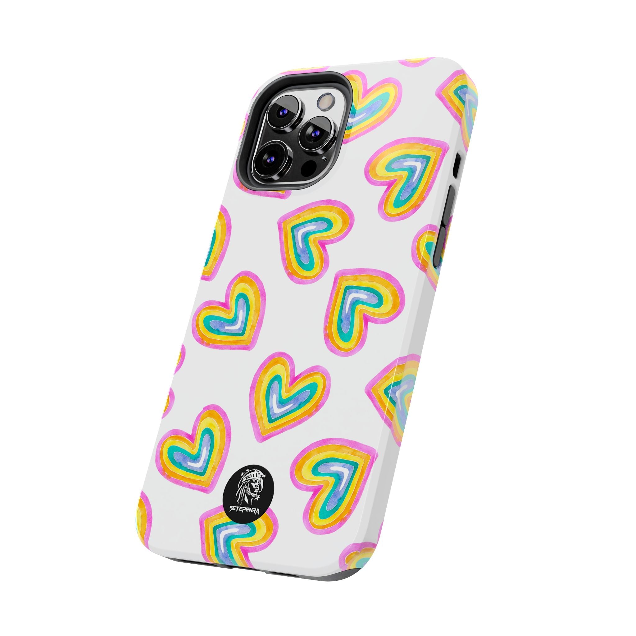Rainbow Heart Tough Phone Case (For iPhone, Galaxy & More) - White