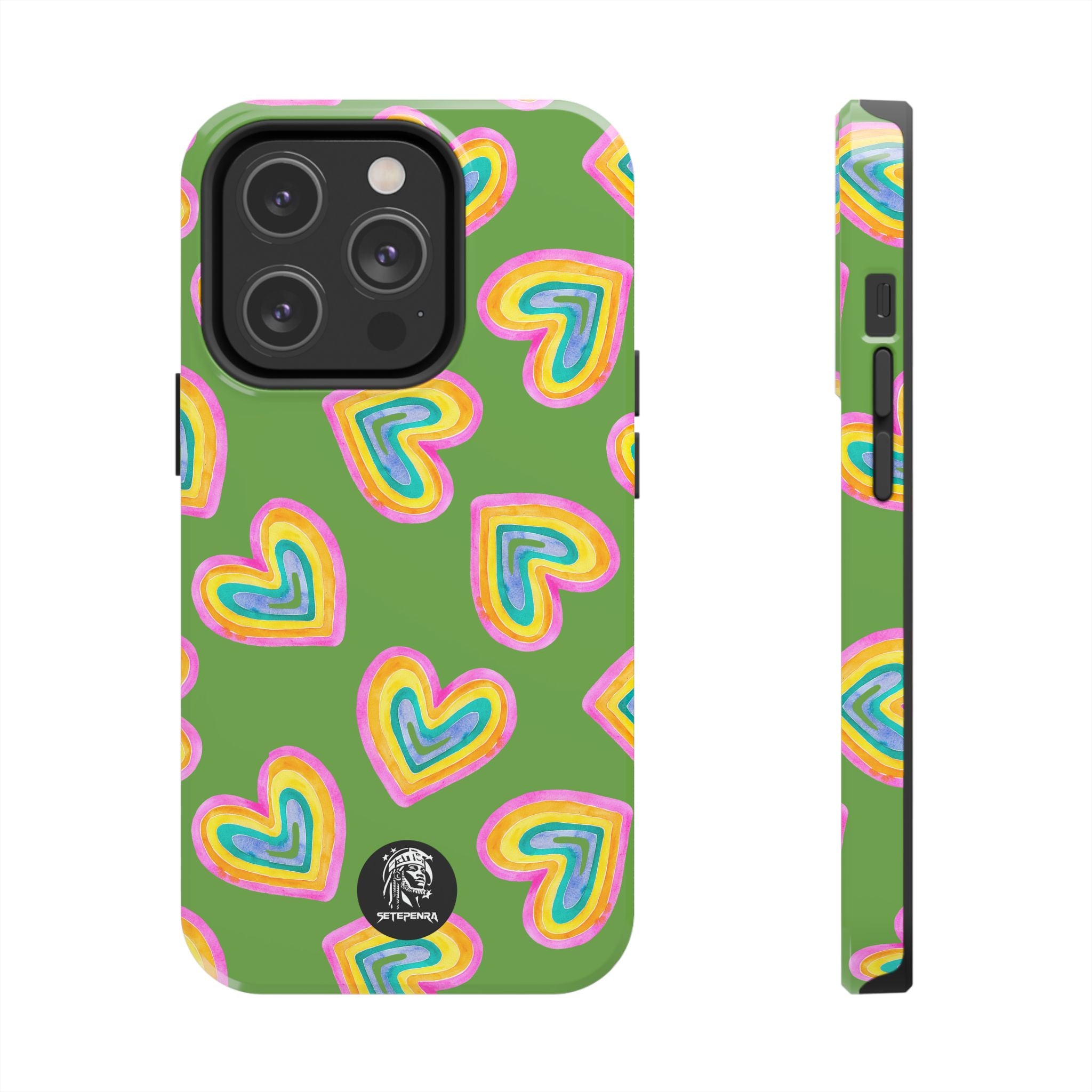 Rainbow Heart Tough Phone Case (For iPhone, Galaxy & More) - Green
