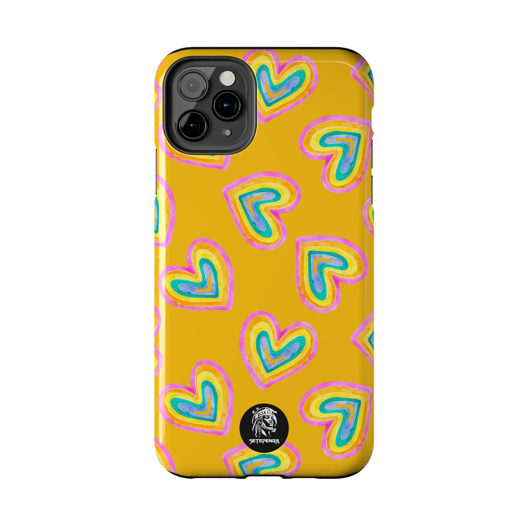 Rainbow Heart Tough Phone Case (For iPhone, Galaxy & More) - Yellow