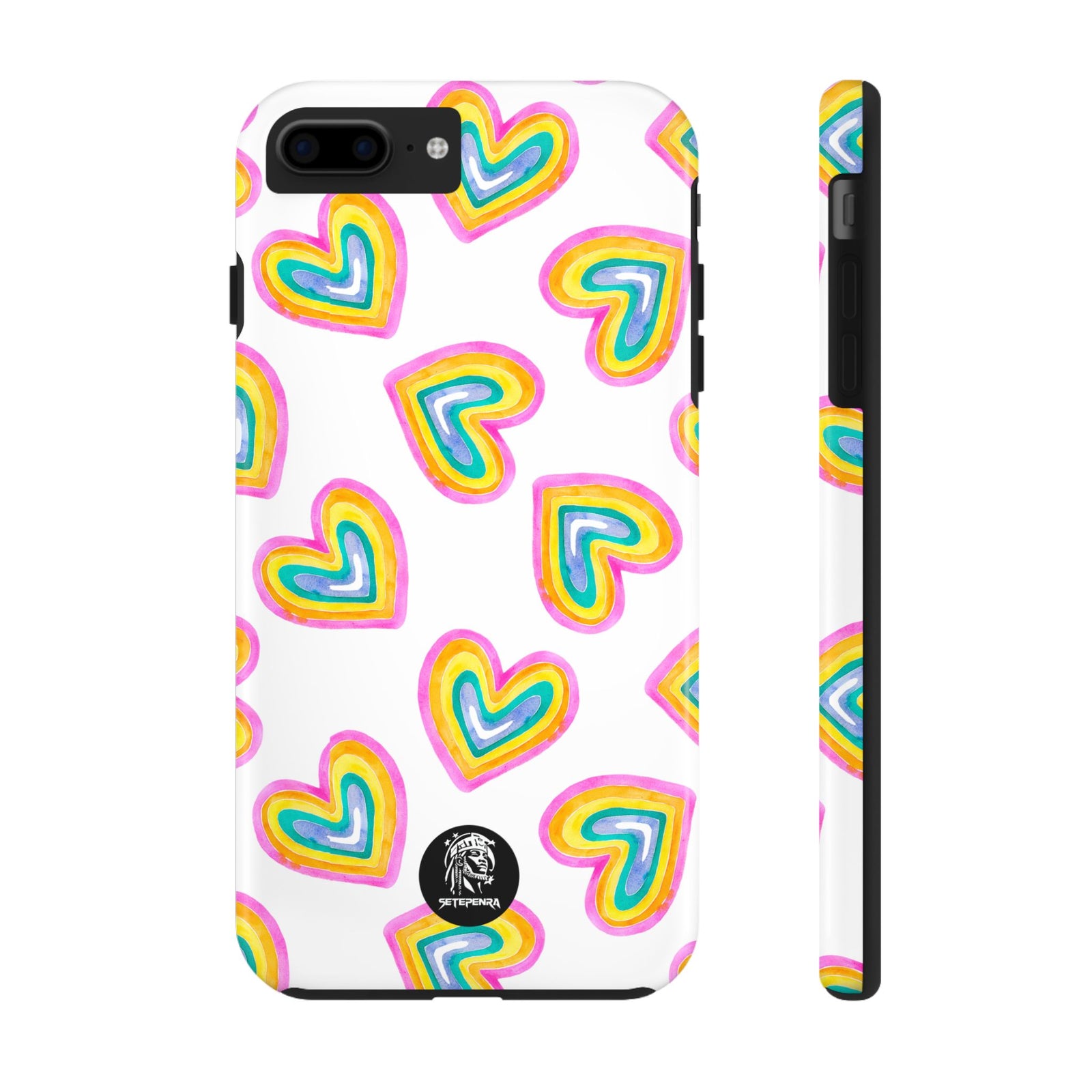 Rainbow Heart Tough Phone Case (For iPhone, Galaxy & More) - White SETEPENRA Phone Case.
