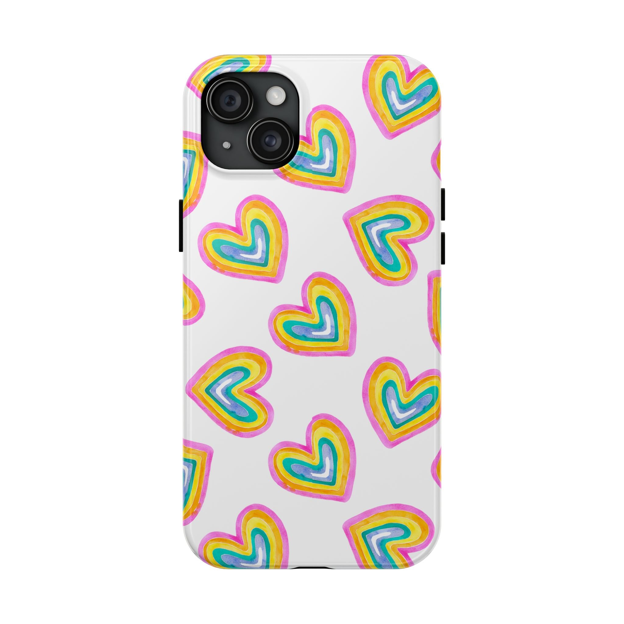 Rainbow Heart Tough Phone Case — Durable Cute Protective Phone Cover