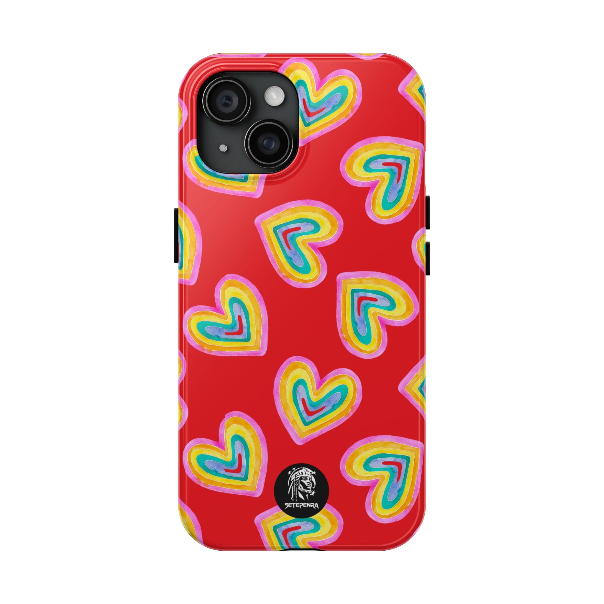 Rainbow Heart Tough Phone Case (For iPhone, Galaxy & More) - Red