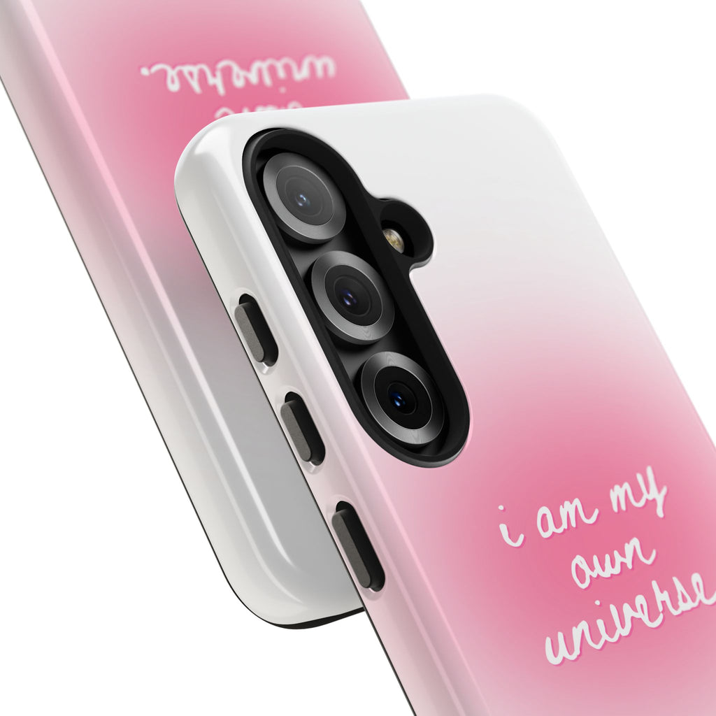 I Am My Own Universe — Pink On White Protective Cover Tough Phone Case