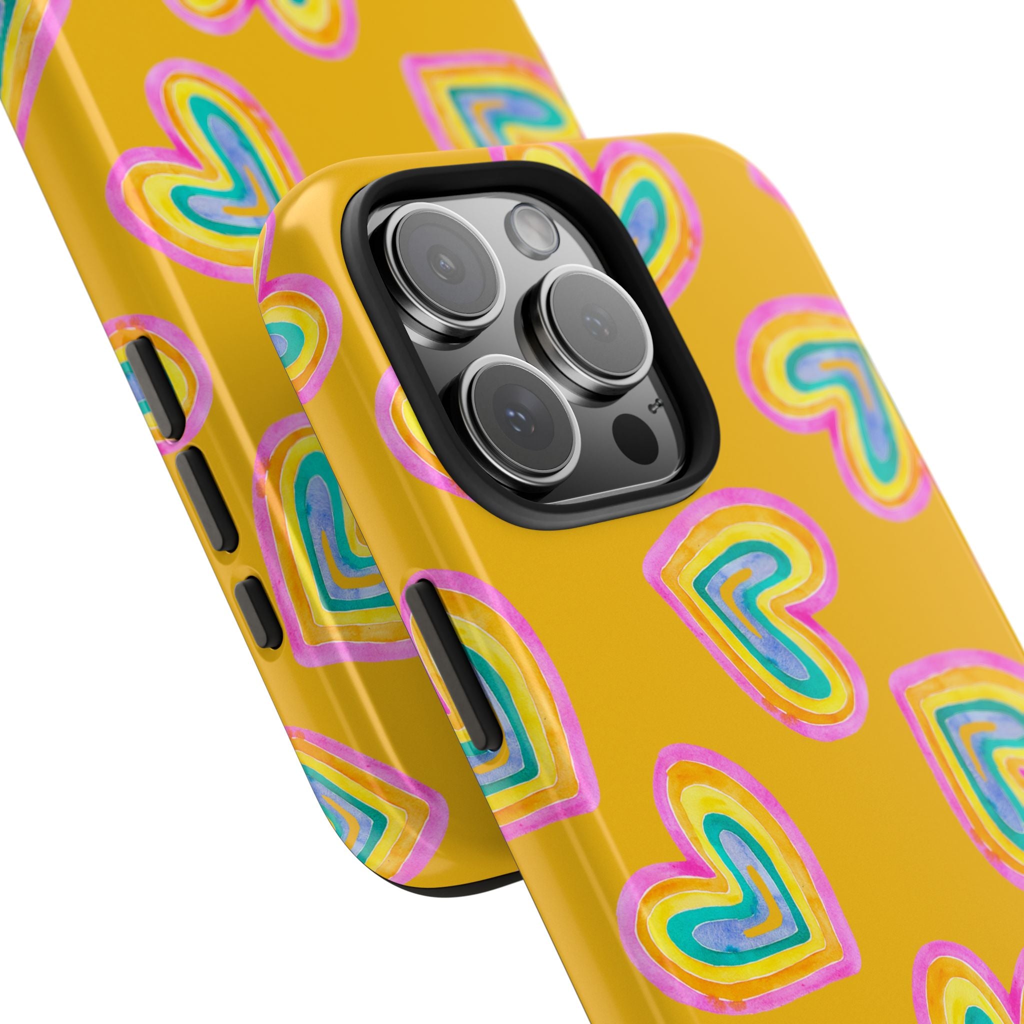 Rainbow Heart Tough Phone Case (For iPhone, Galaxy & More) - Yellow