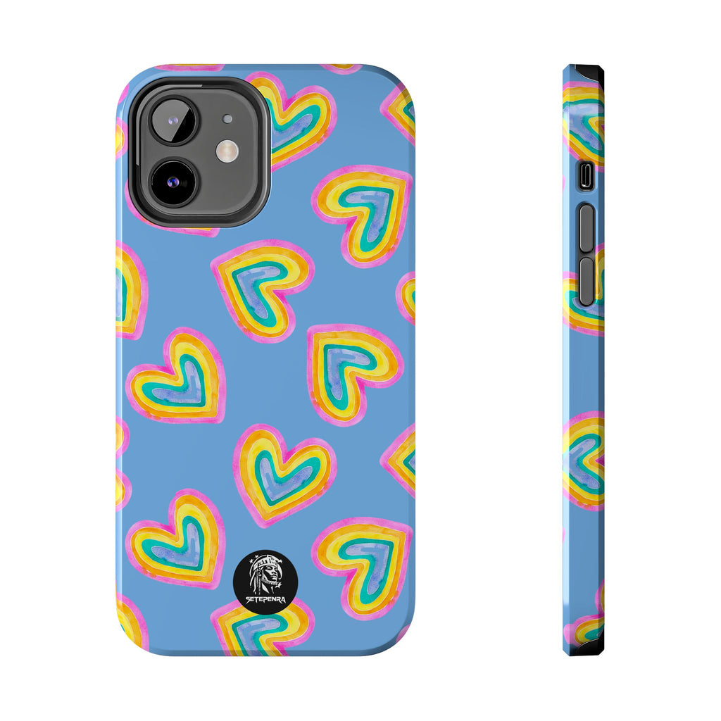 Rainbow Heart Tough Phone Case (For iPhone, Galaxy & More) - Light Blue SETEPENRA Phone Case.