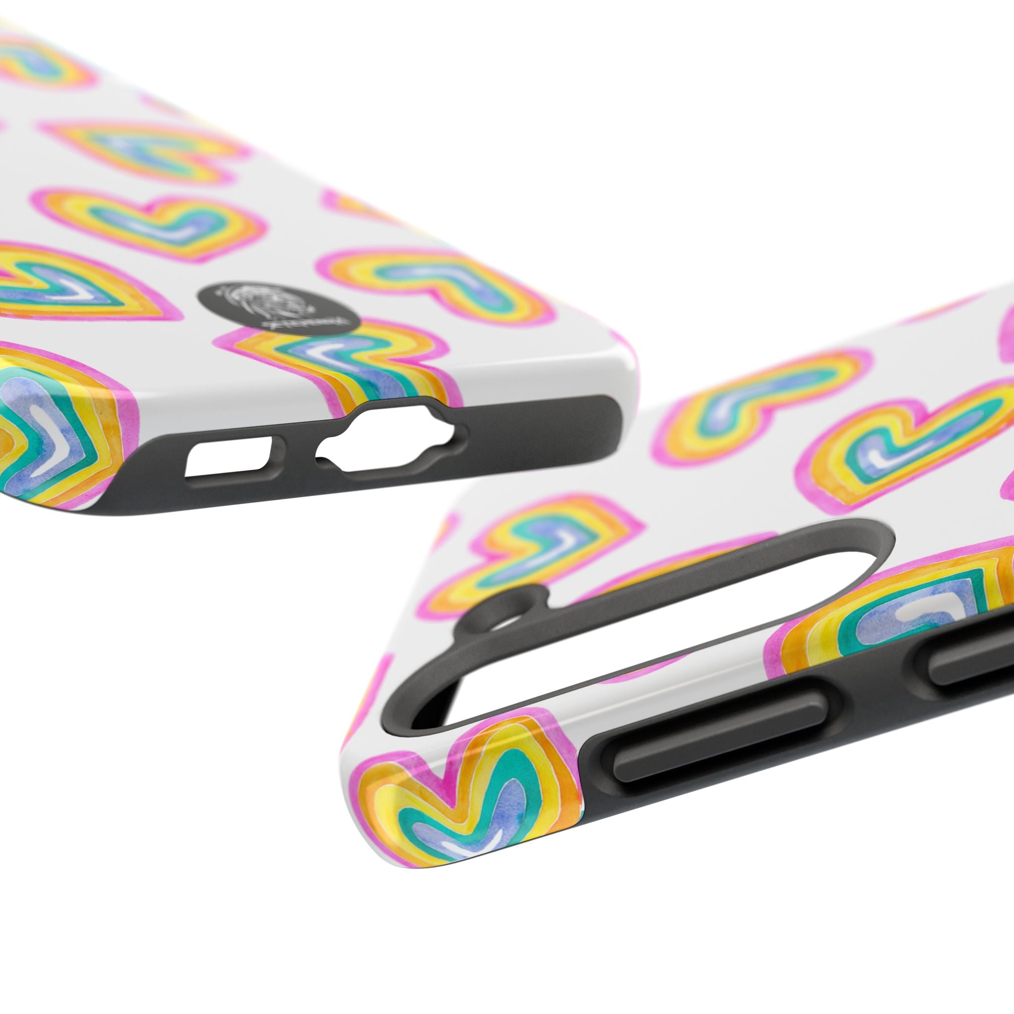 Rainbow Heart Tough Phone Case (For iPhone, Galaxy & More) - White