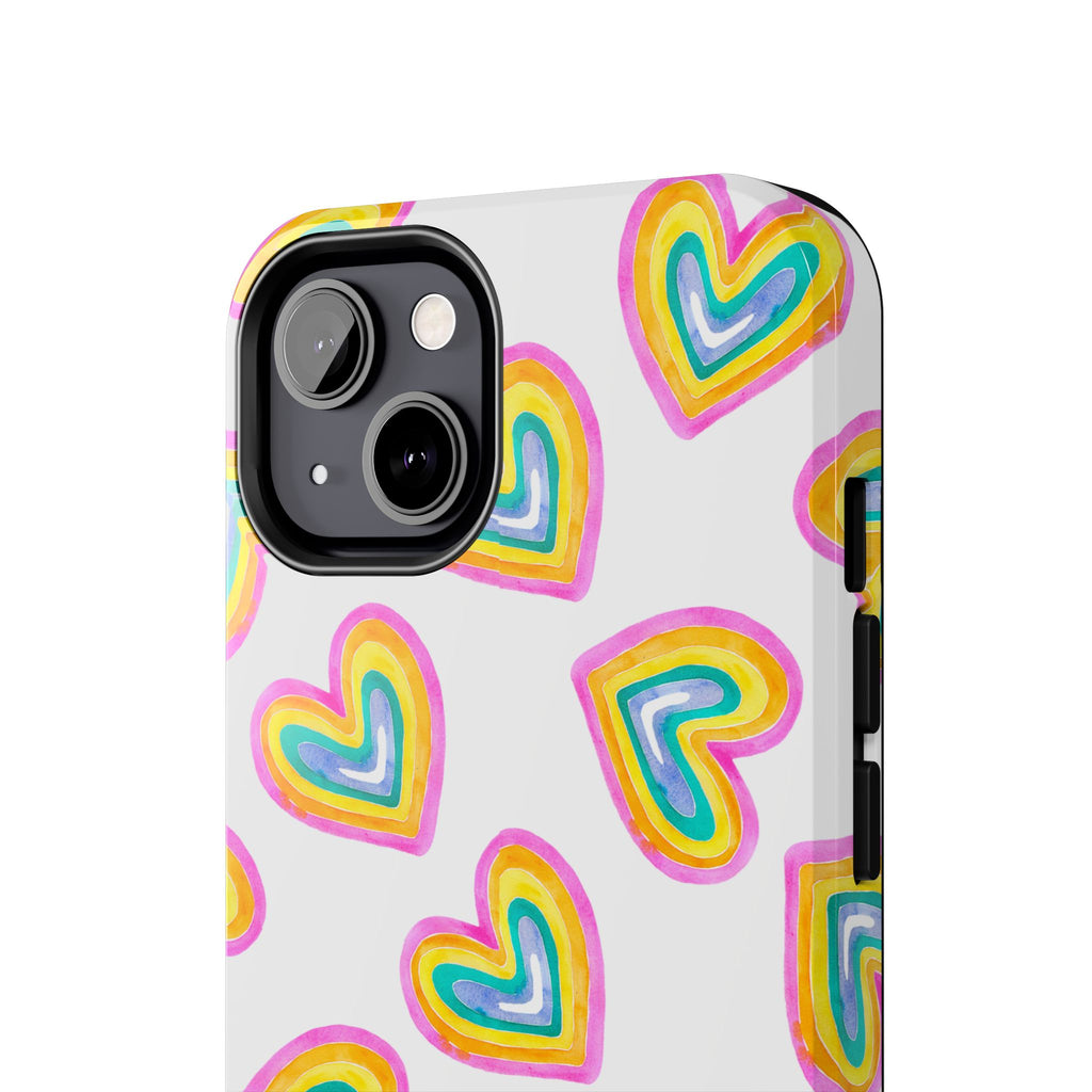 Rainbow Heart Tough Phone Case — Durable Cute Protective Phone Cover