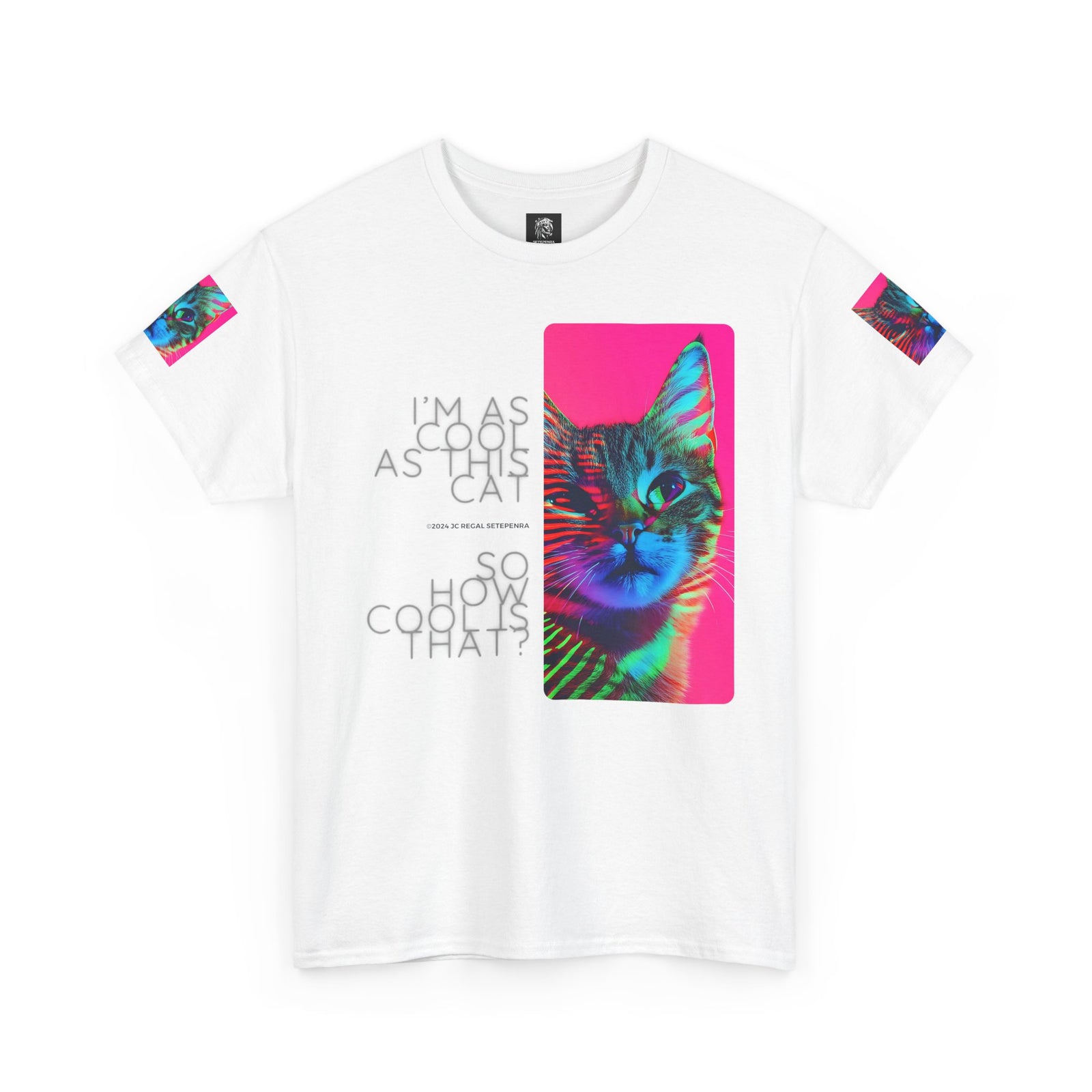 Cool Cat (Whiskers 2) Unisex Heavy Cotton Tee SETEPENRA T-Shirt.