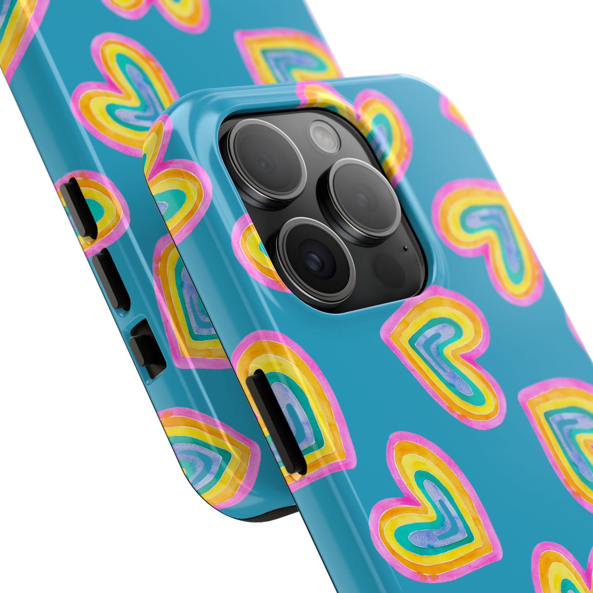 Rainbow Heart Tough Phone Case (For iPhone, Galaxy & More) - Turquoise