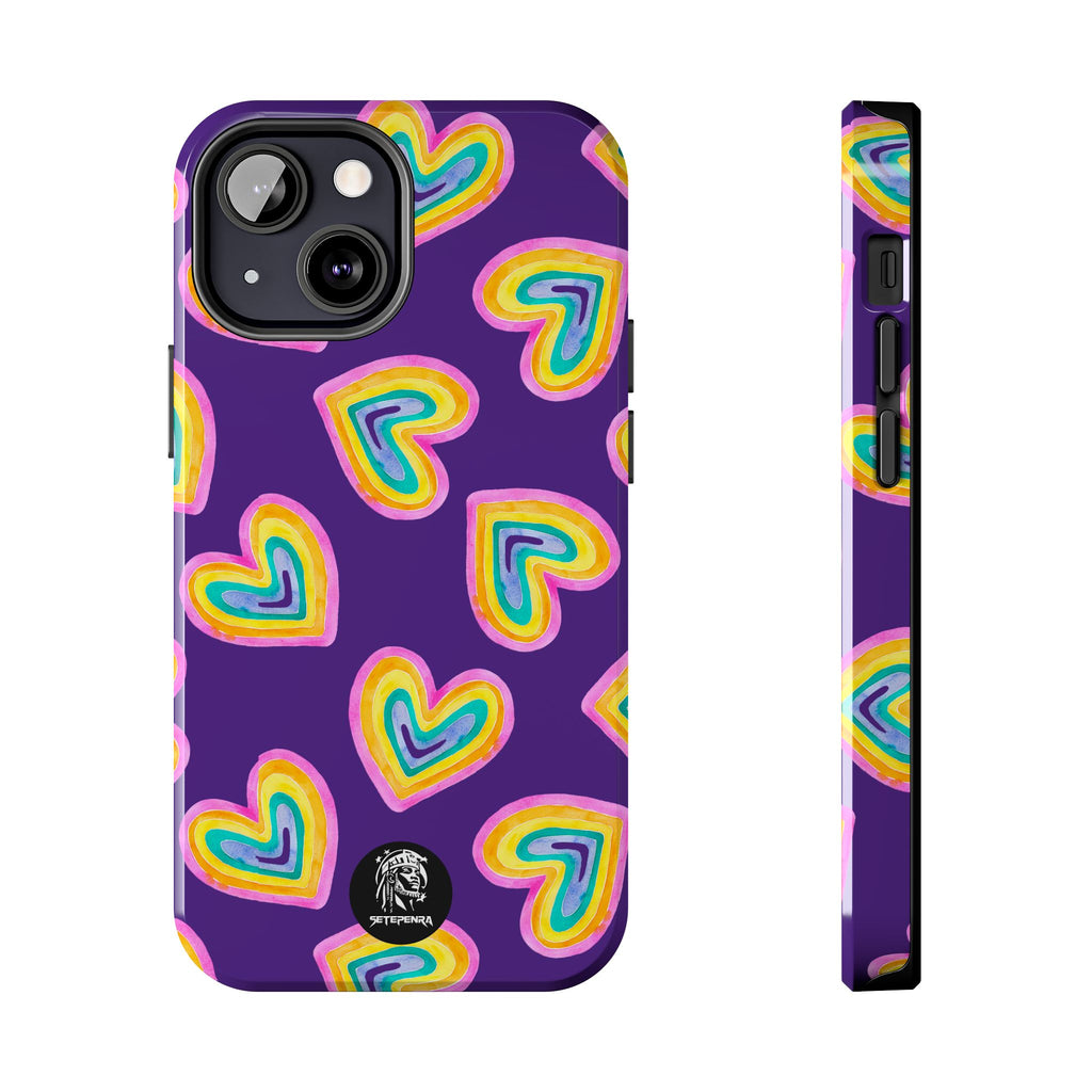 Rainbow Heart Tough Phone Case (For iPhone, Galaxy & More) - Purple SETEPENRA Phone Case.