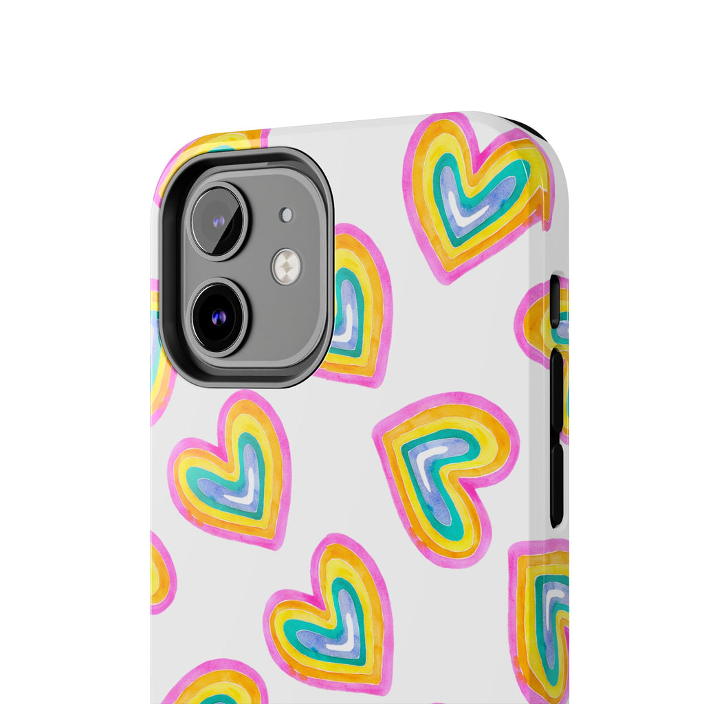 Rainbow Heart Tough Phone Case — Durable Cute Protective Phone Cover