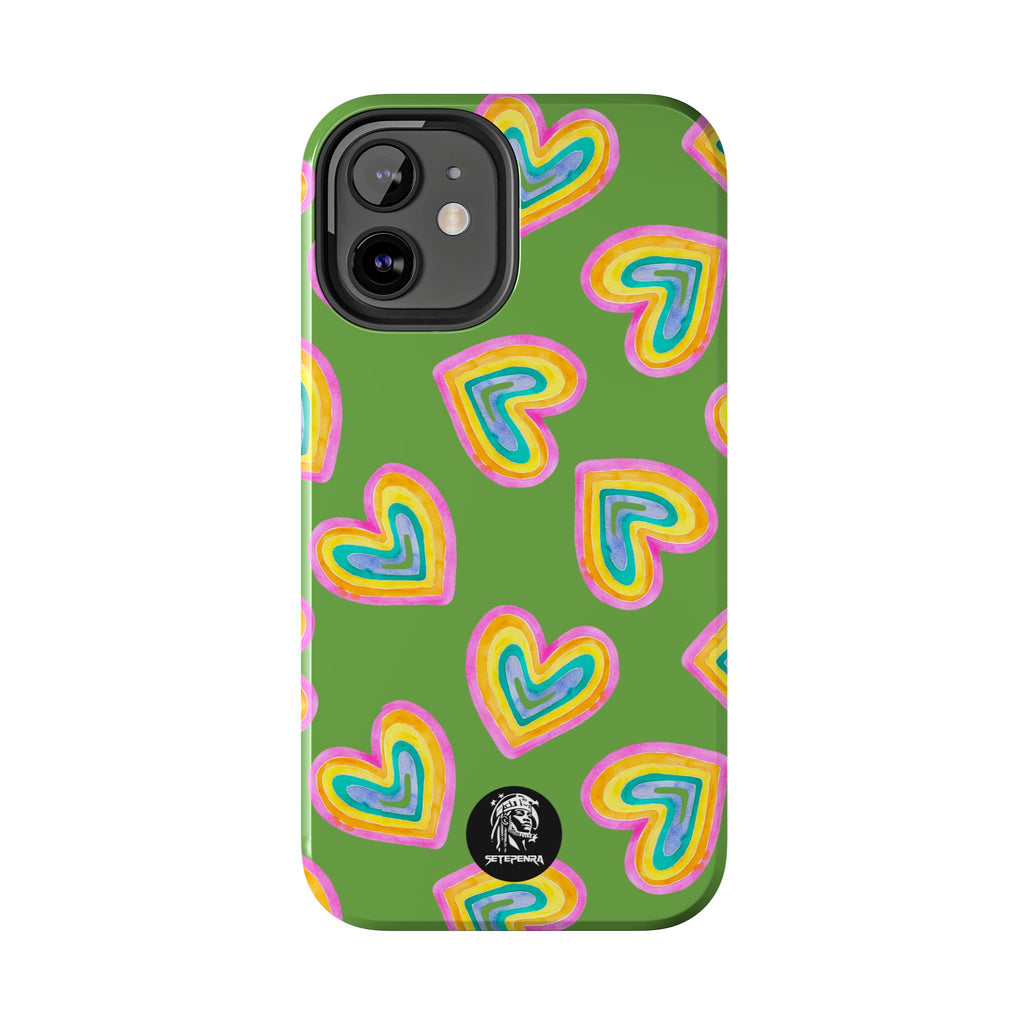 Rainbow Heart Tough Phone Case (For iPhone, Galaxy & More) - Green