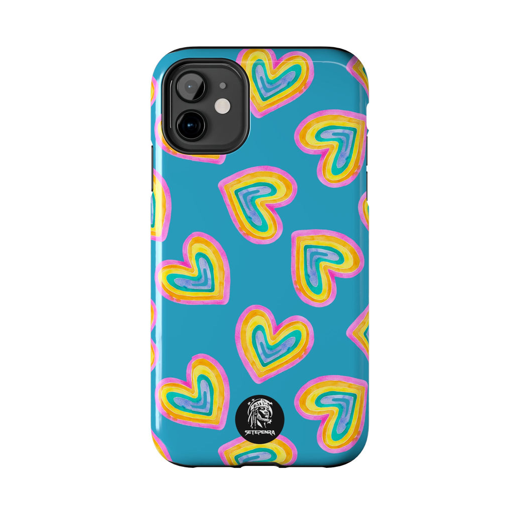 Rainbow Heart Tough Phone Case (For iPhone, Galaxy & More) - Turquoise