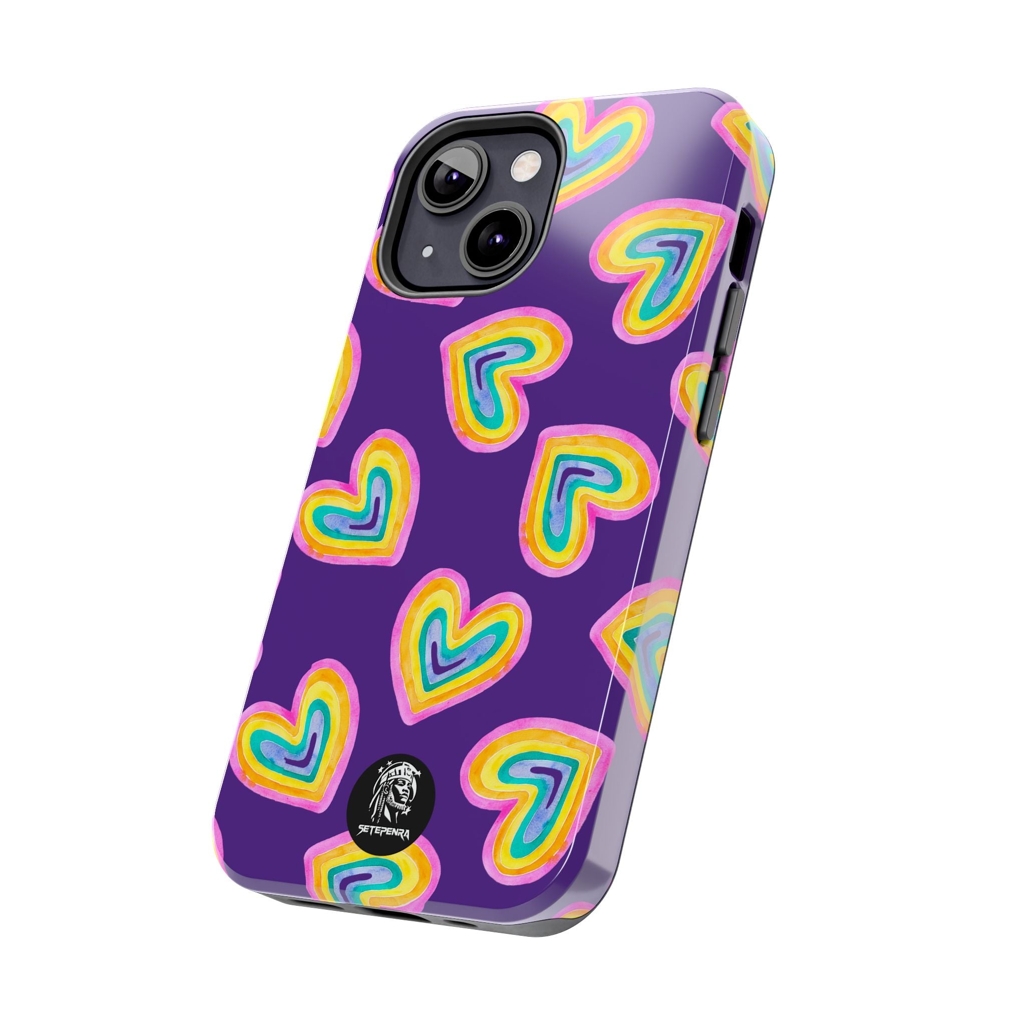 Rainbow Heart Tough Phone Case (For iPhone, Galaxy & More) - Purple