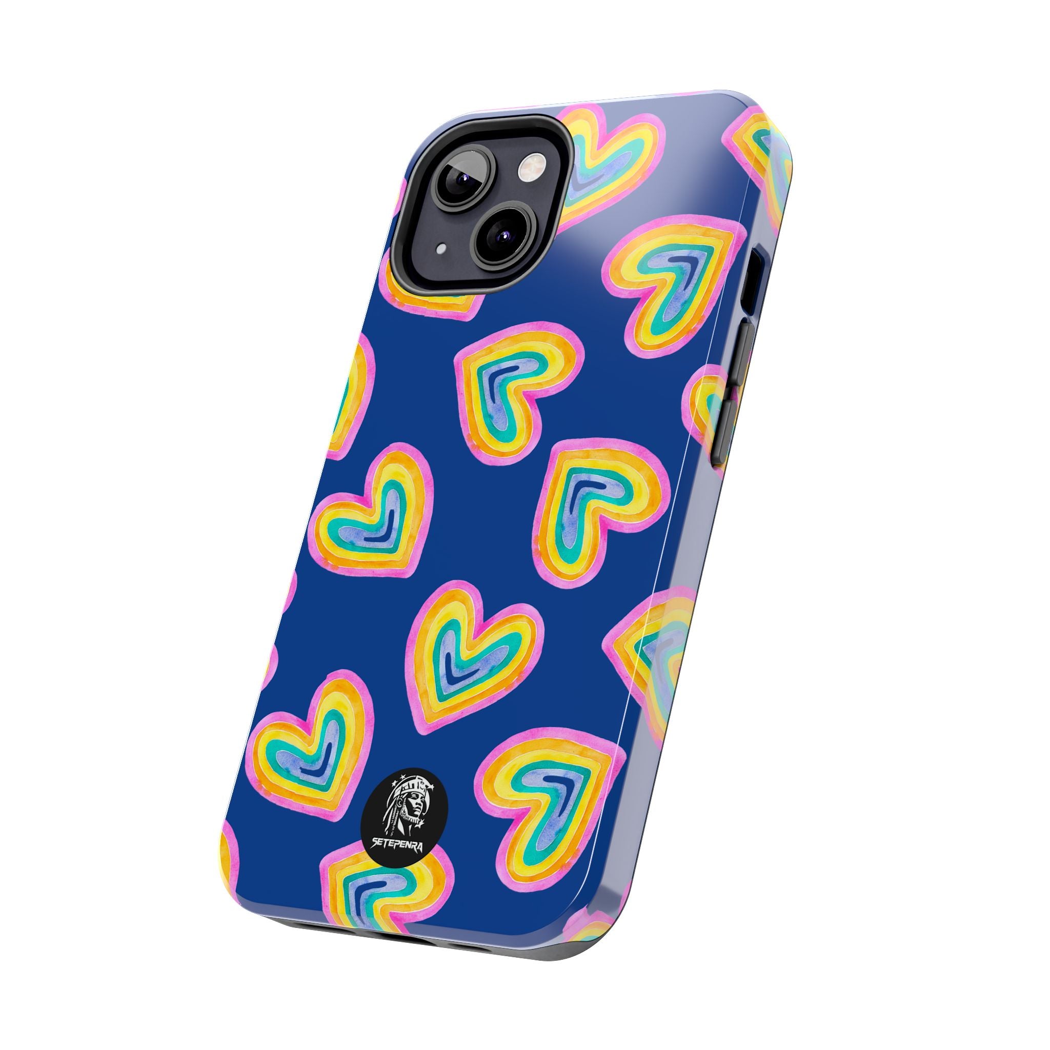 Rainbow Heart Tough Phone Case (For iPhone, Galaxy & More) - Dark Blue