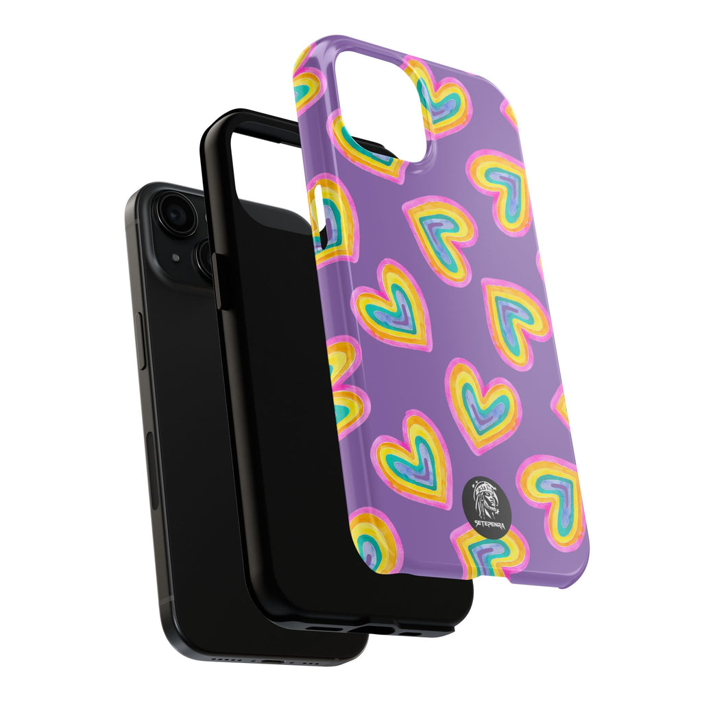 Rainbow Heart Tough Phone Case (For iPhone, Galaxy & More) - Light Purple