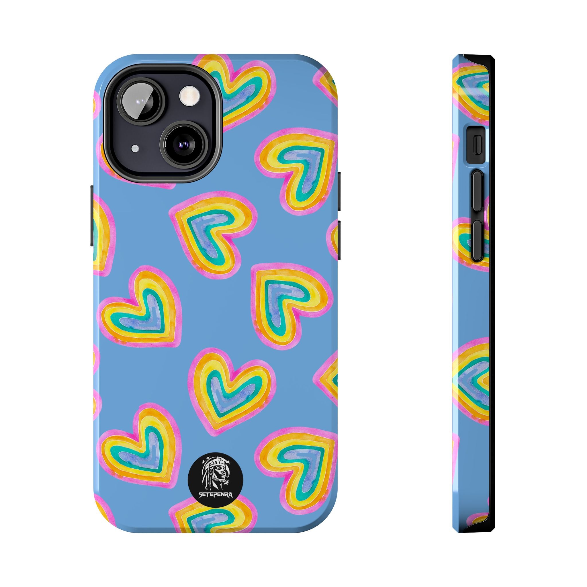 Rainbow Heart Tough Phone Case (For iPhone, Galaxy & More) - Light Blue SETEPENRA Phone Case.